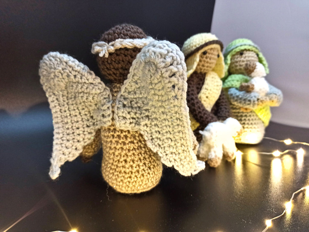 Shepherds and angel nativity set first christmas decor decorations holiday festive season