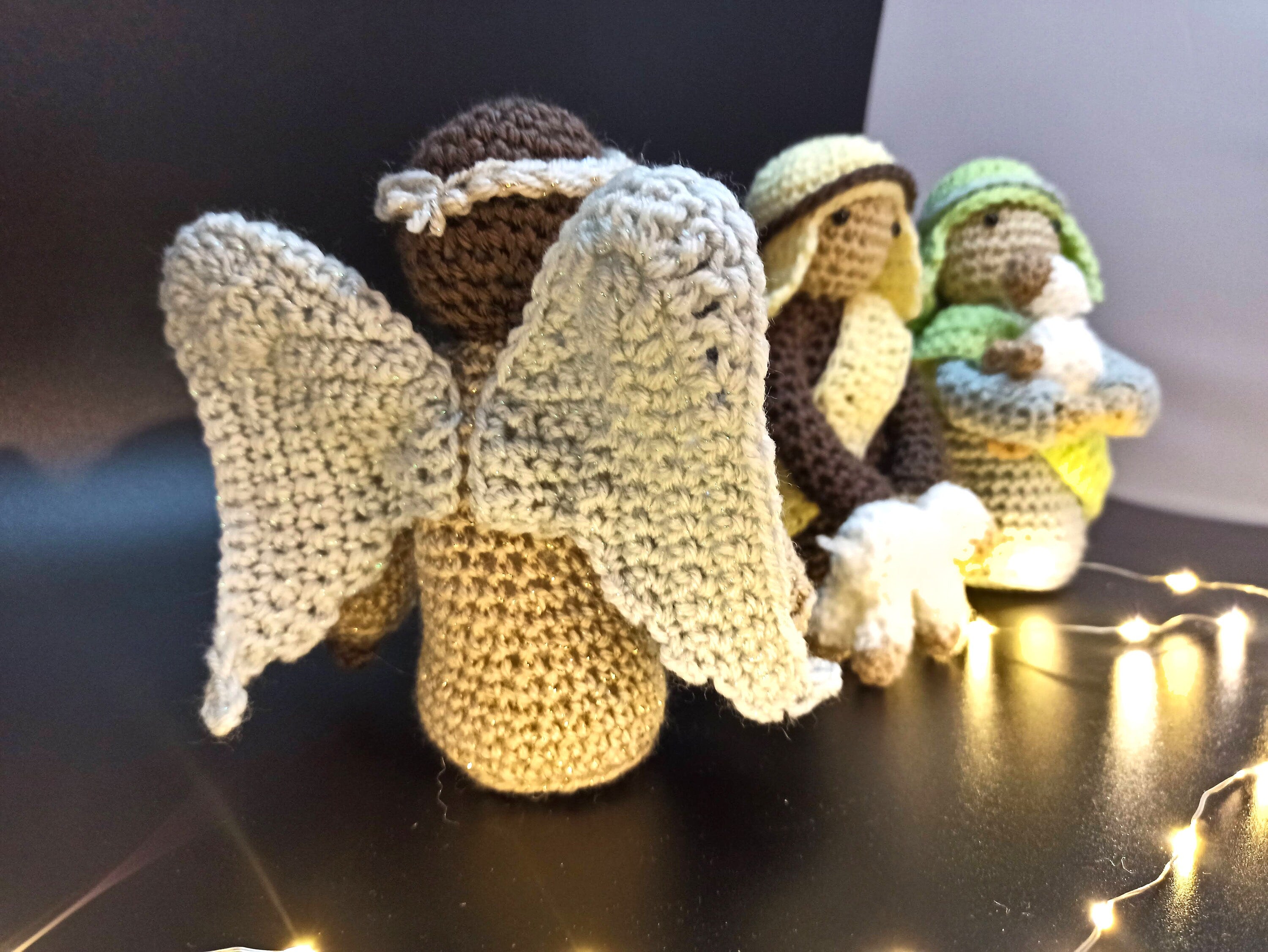 Shepherds and angel nativity set first christmas decor decorations holiday festive season