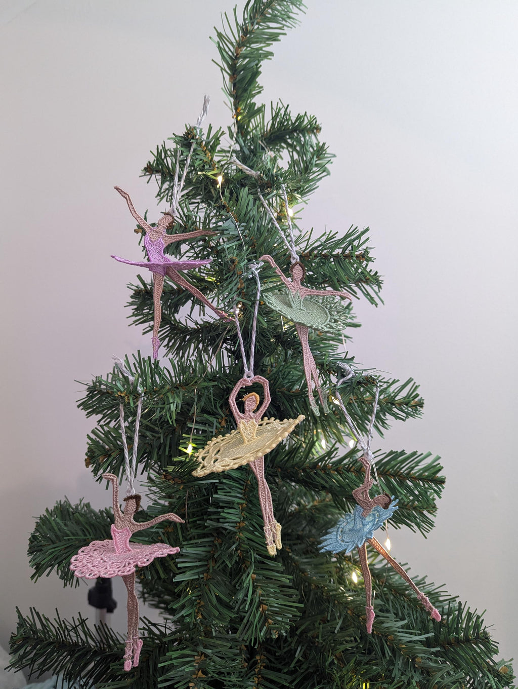 Embroidered Ballerina Ornament: Lacey Hanging Dancer Decoration