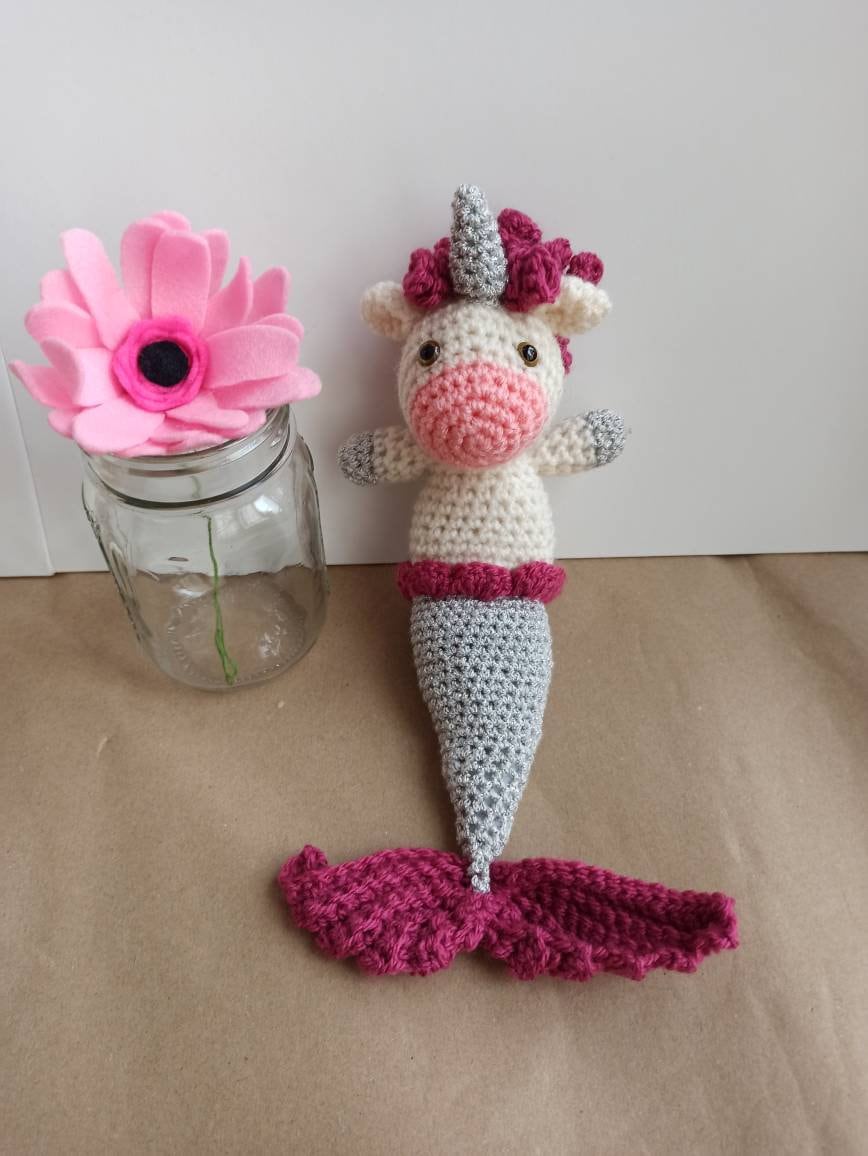 Mermacorn - Mermaid Unicorn- Small cuddly soft crochet toy, plushies, softies, plush
