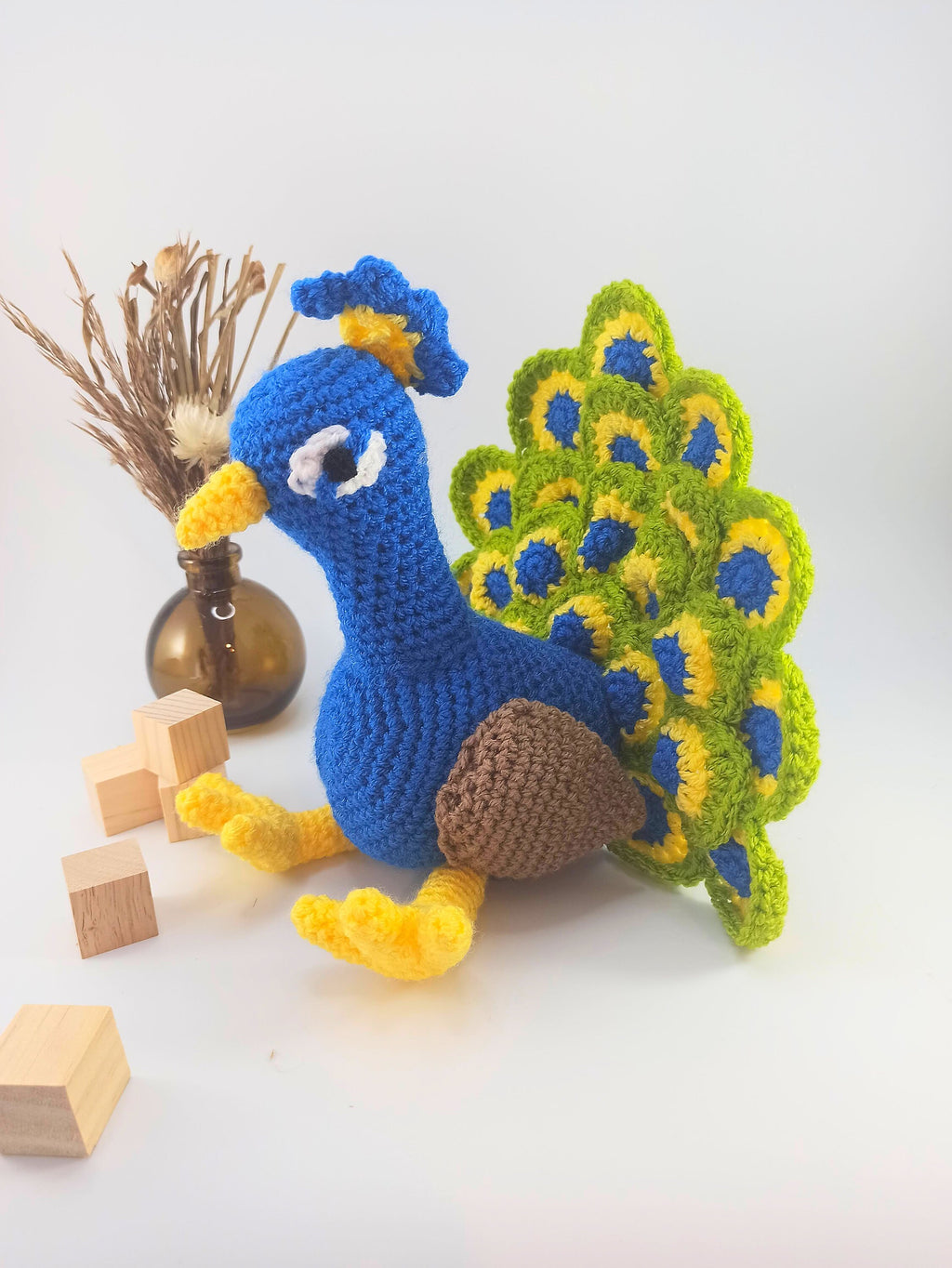 Crochet Peacock Plush Toy: Cuddly Stuffed Animal, Nursery Decor