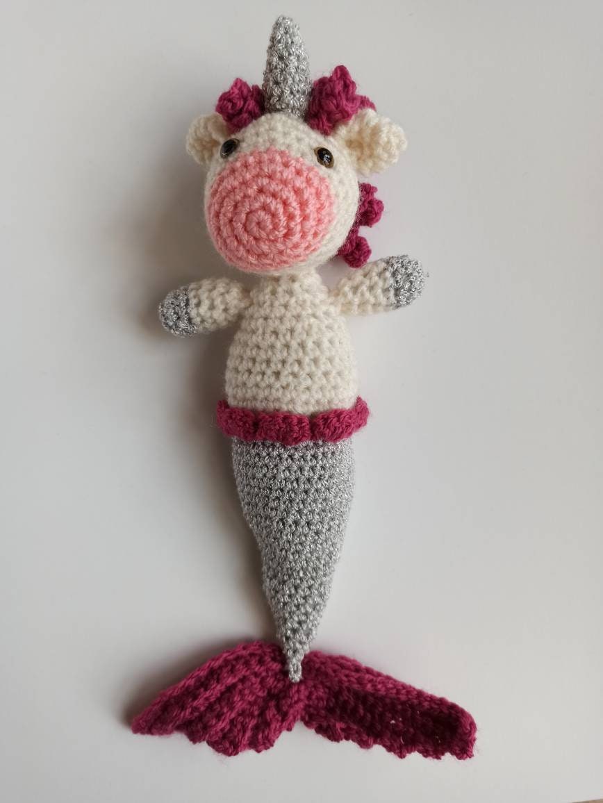 Mermacorn - Mermaid Unicorn- Small cuddly soft crochet toy, plushies, softies, plush