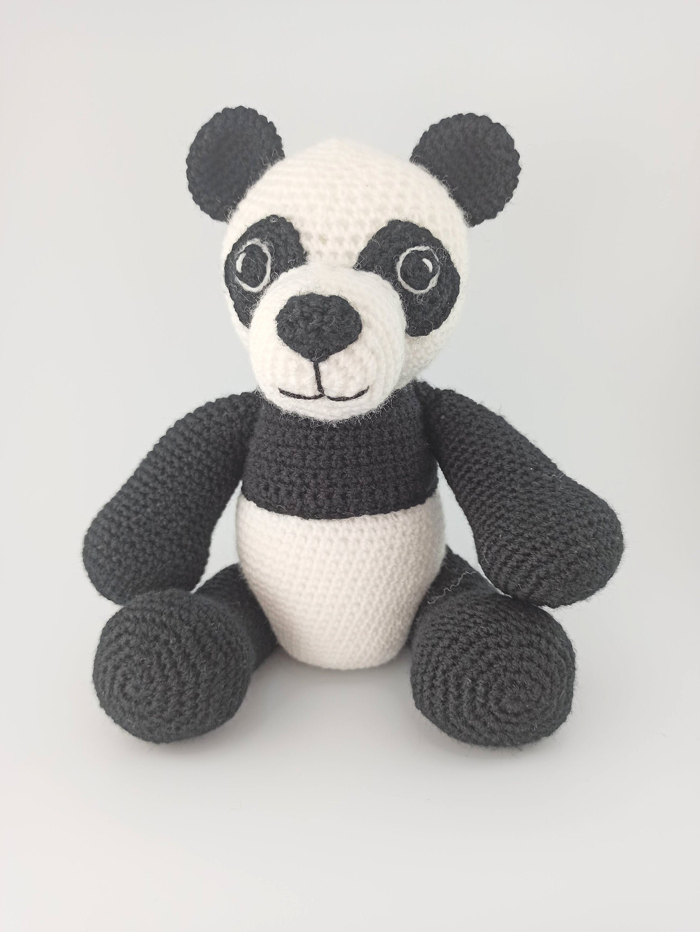 Crochet Panda cuddly toy, Soft toy, stuffed animal, black and white, nursery decor