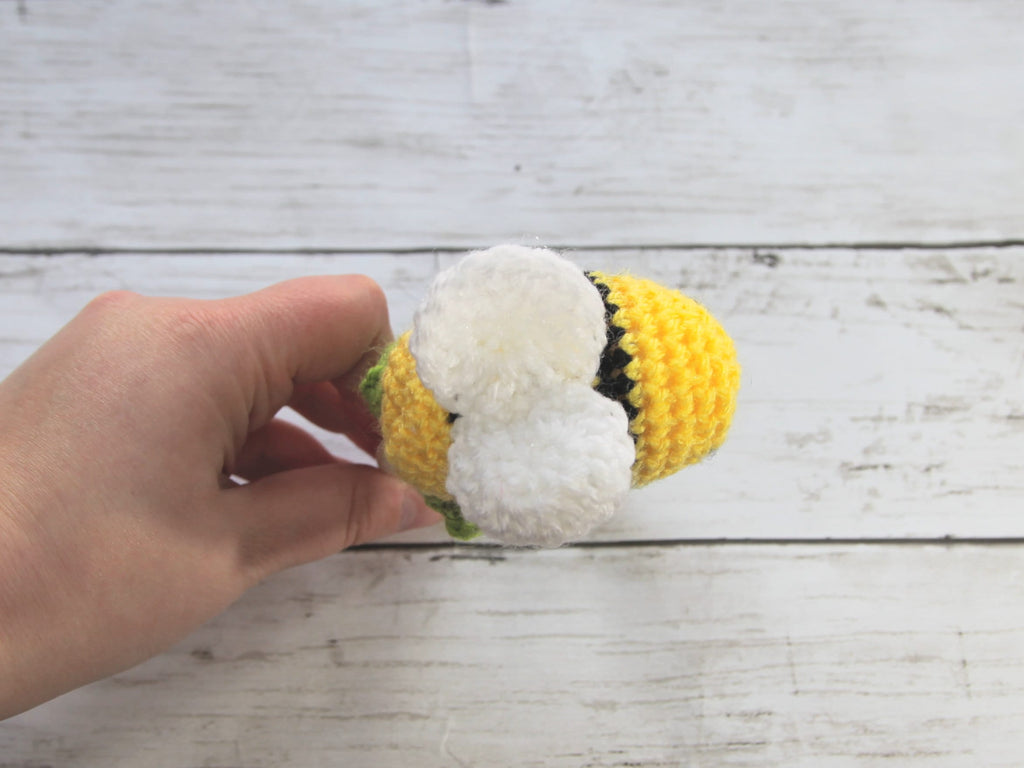 Crochet Bumblebee Wooden Teething Ring, Baby Shower Gift