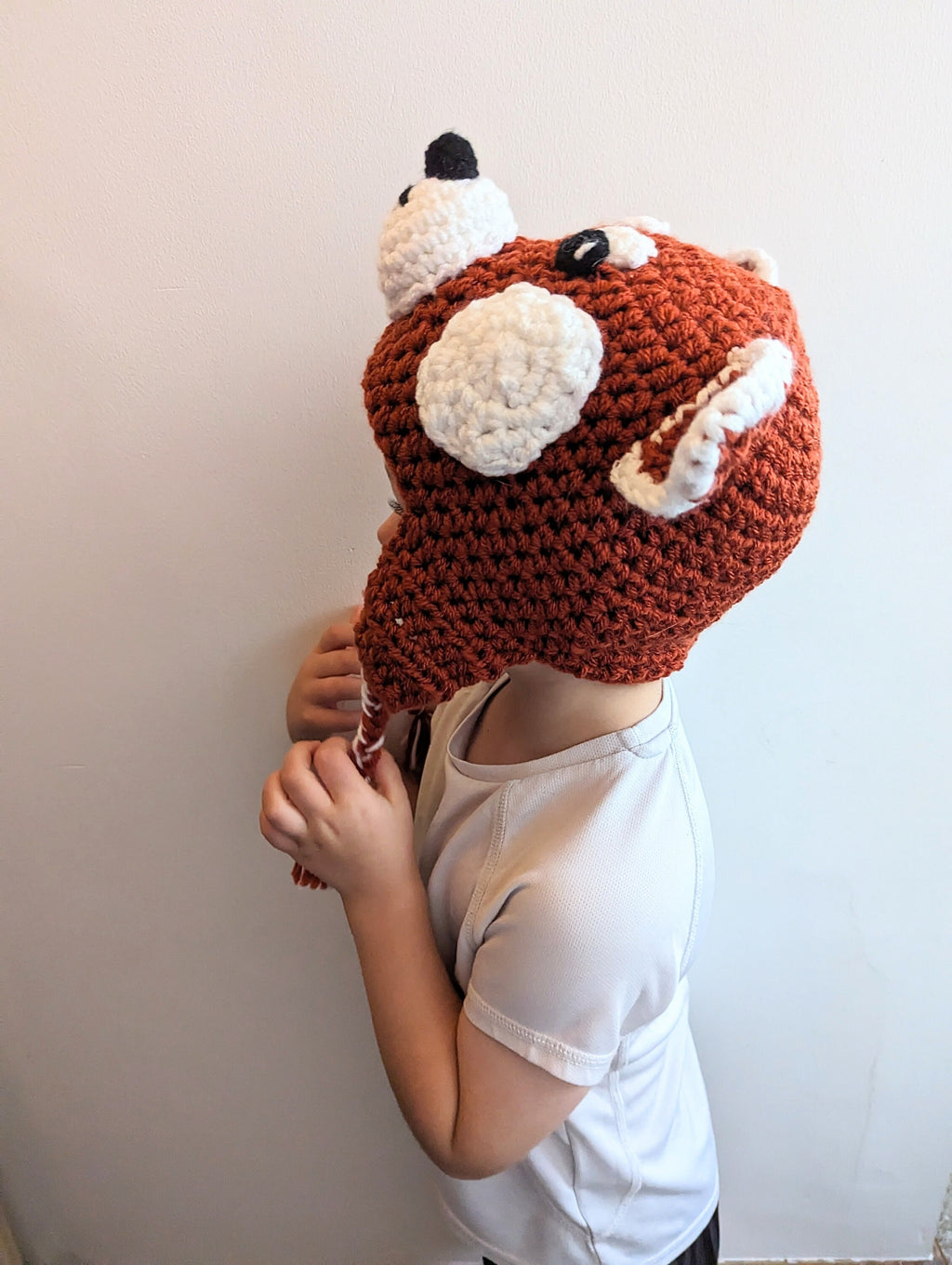 Crochet red panda hat, winter novelty hat, newborn, child, toddler, adult sizes