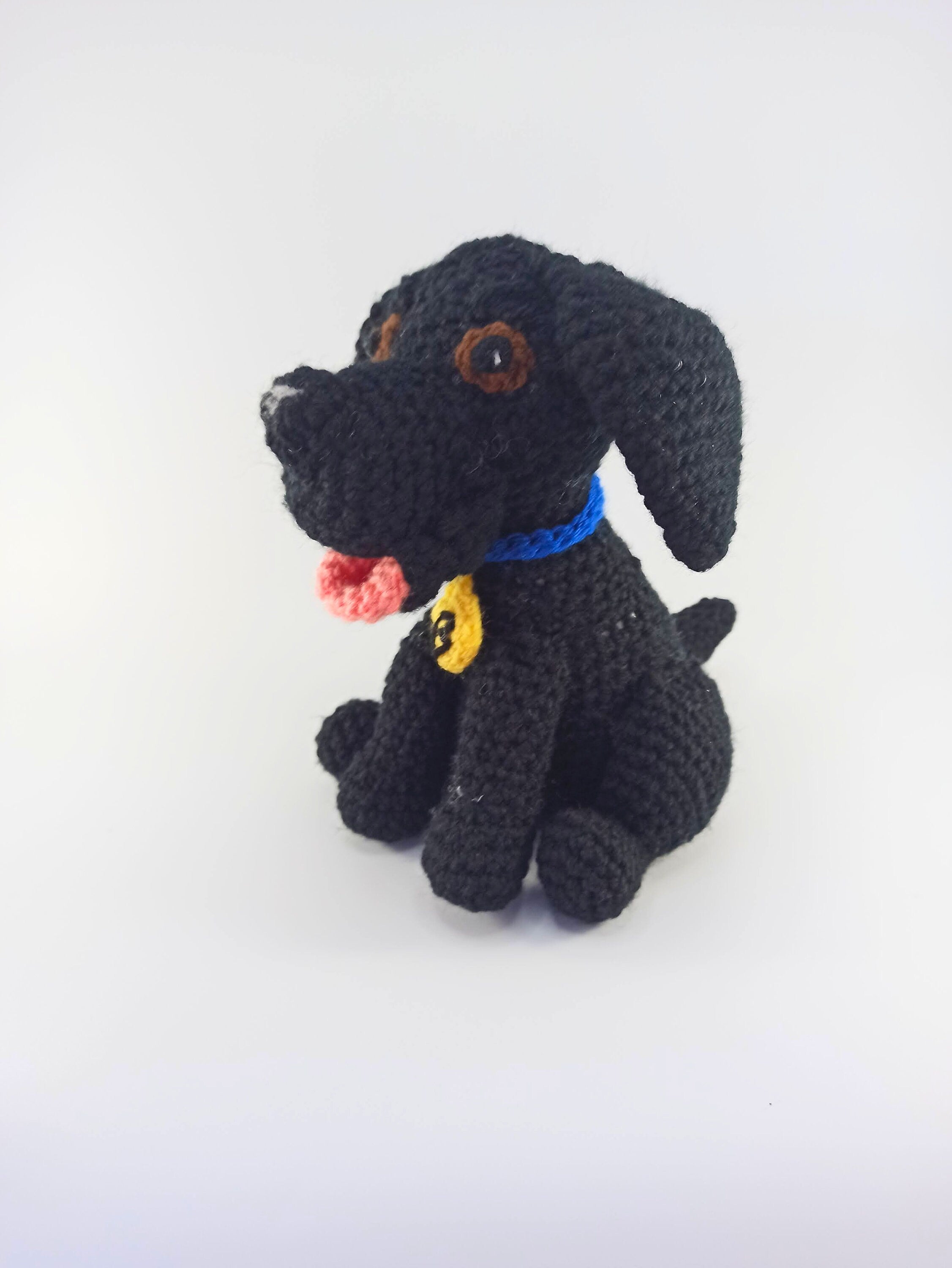 Crochet Labrador dog soft toy, plush stuffed animal, Black lab, personalised gift