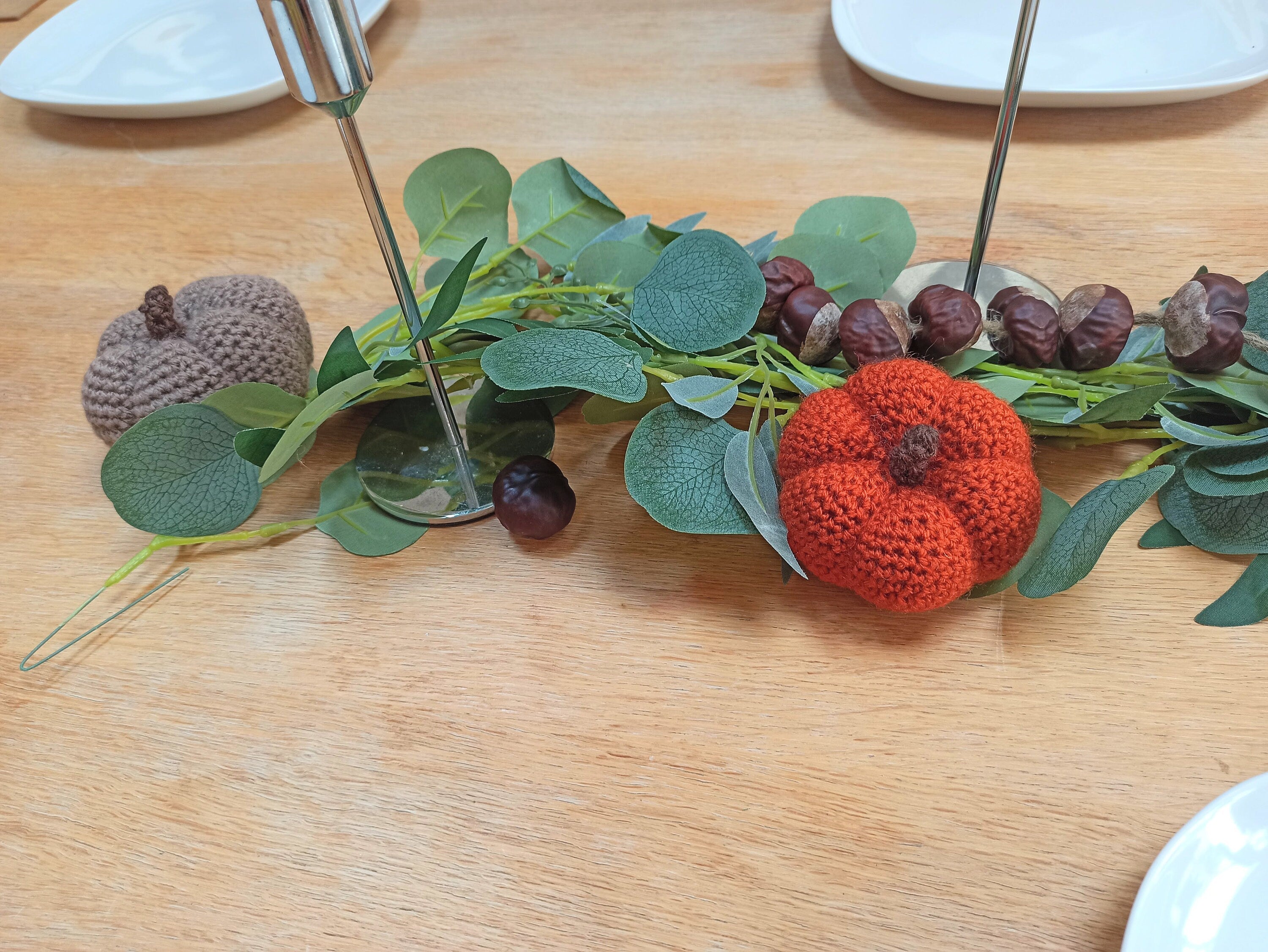 Lot de 4 citrouilles au crochet, décoration de table, décoration d'automne pour cheminée