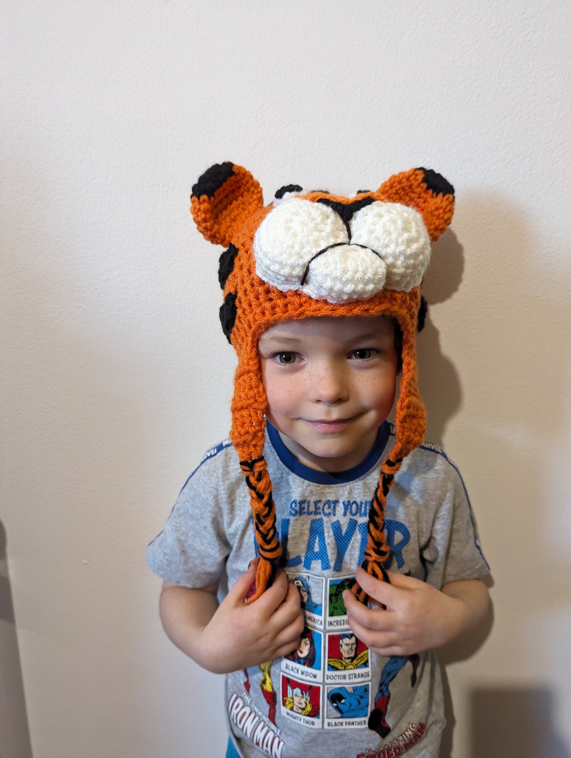 Crochet tiger hat, winter novelty hat, newborn, child, toddler, adult sizes
