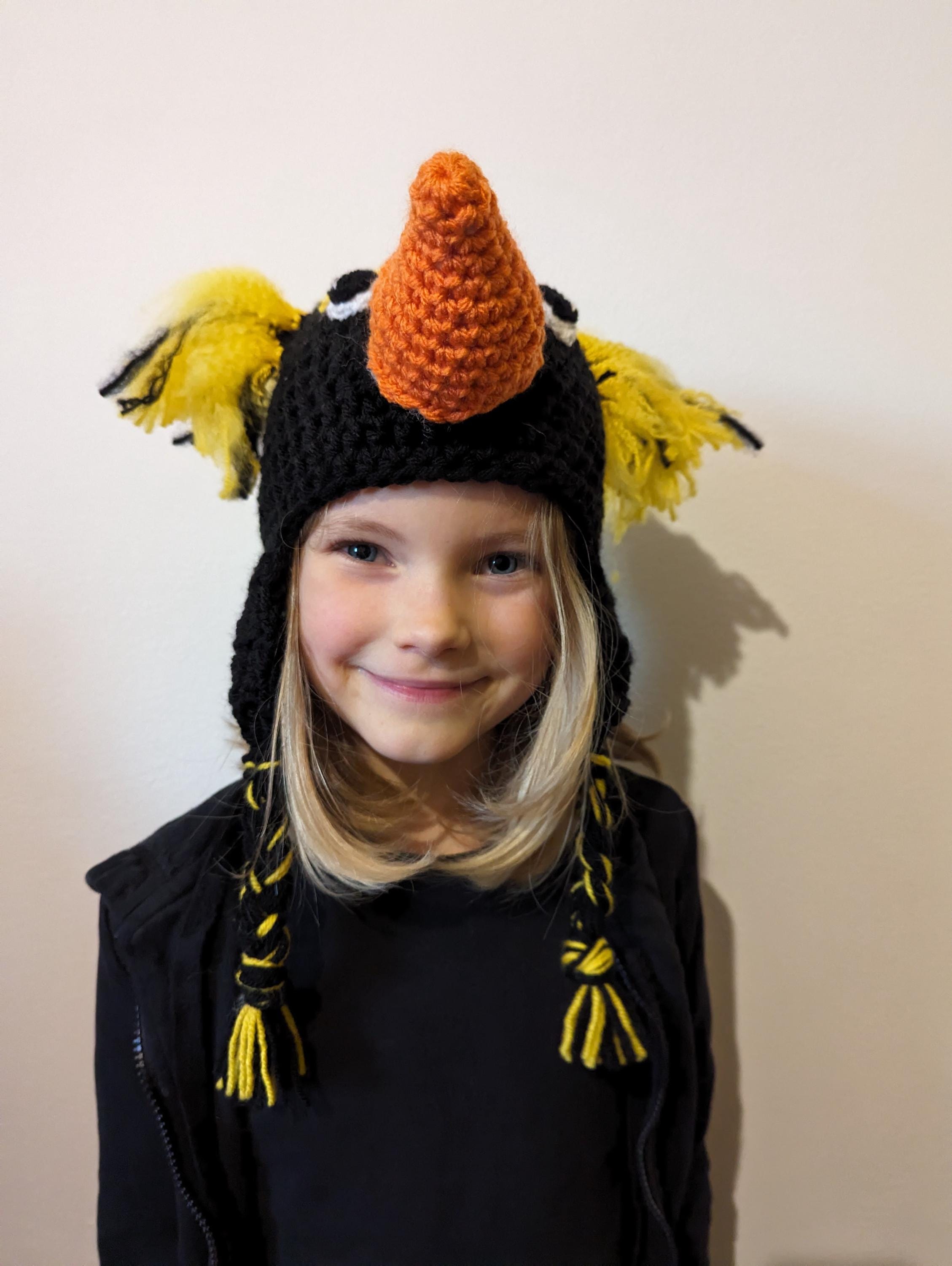 Crochet rockhopper penguin hat, toddler, child, adult sizes
