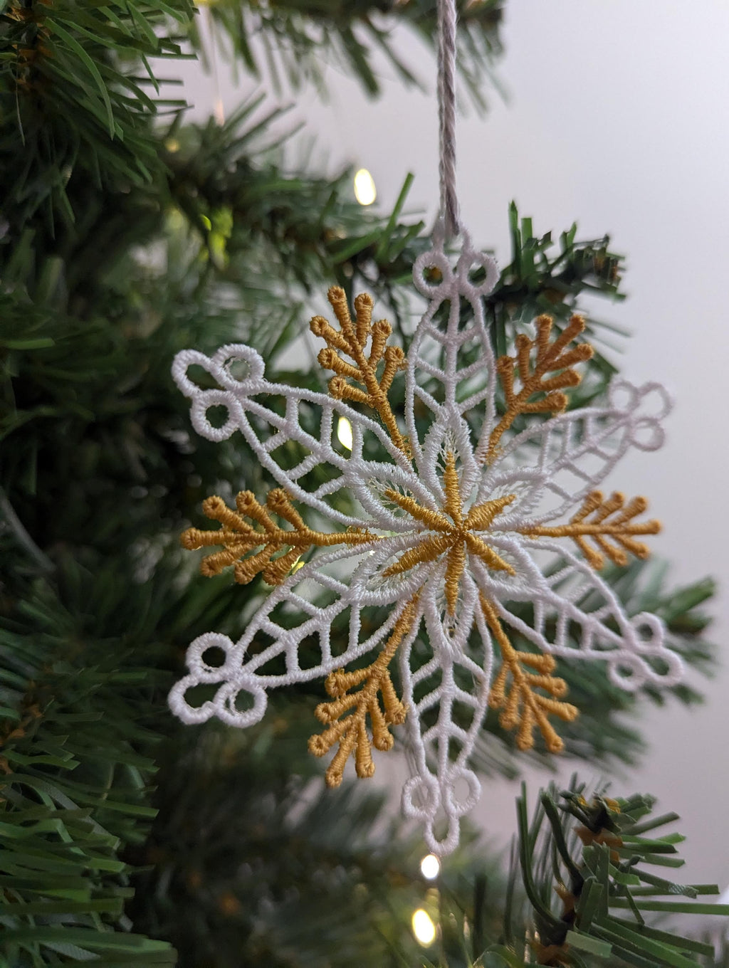 Machine Embroidery Snowflake Ornament: Lacey Christmas Decor