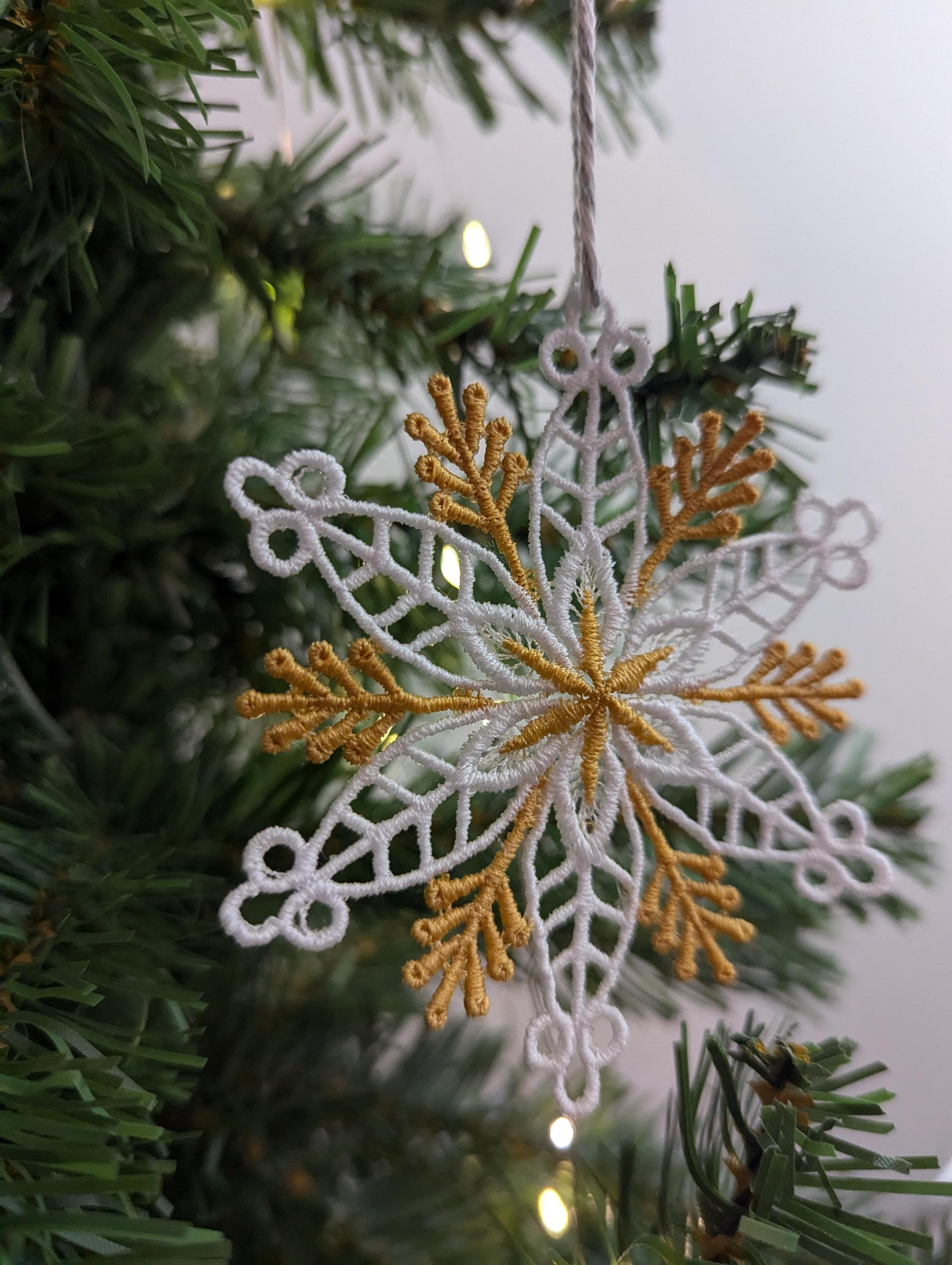 Machine Embroidery Snowflake Ornament: Lacey Christmas Decor