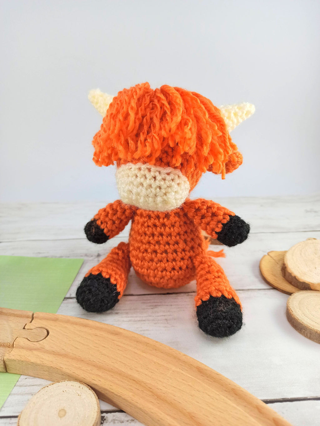 Crochet Highland Cow Plush Toy: Handmade Acrylic Softie