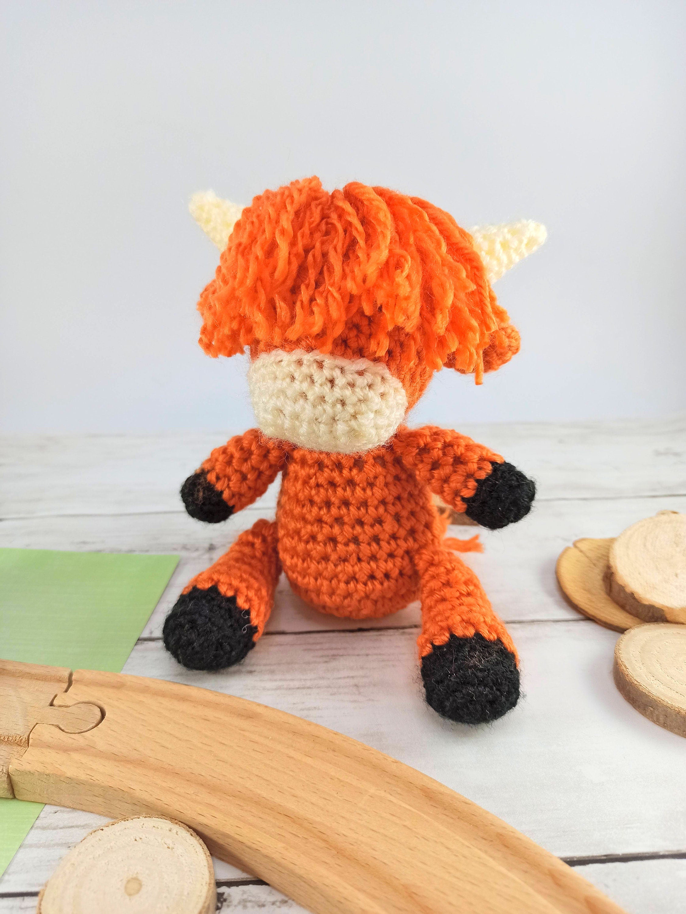 Crochet Highland Cow Plush Toy: Handmade Acrylic Softie