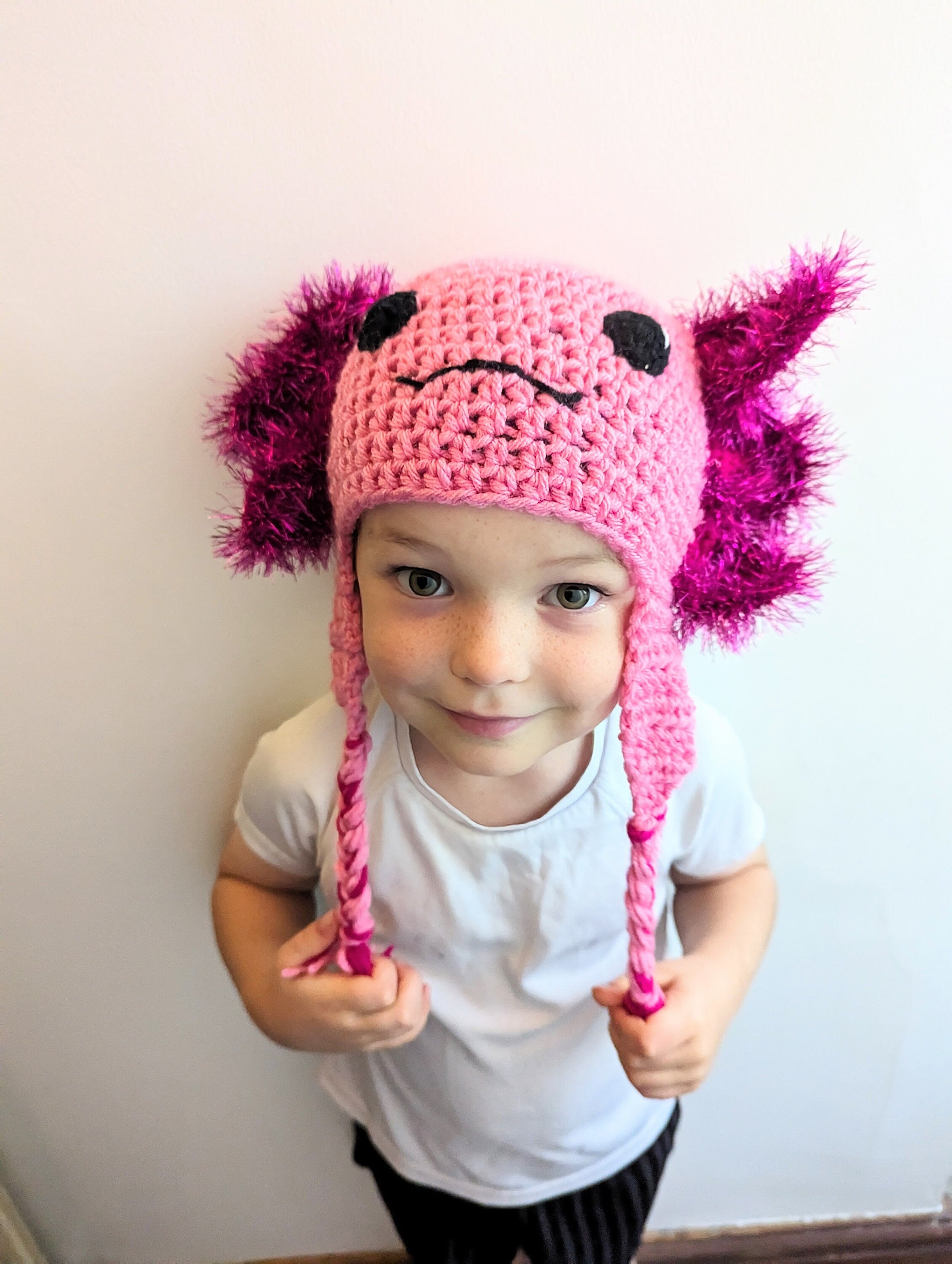 Crochet Axolotl hat, winter novelty hat, newborn, child, toddler, adult sizes