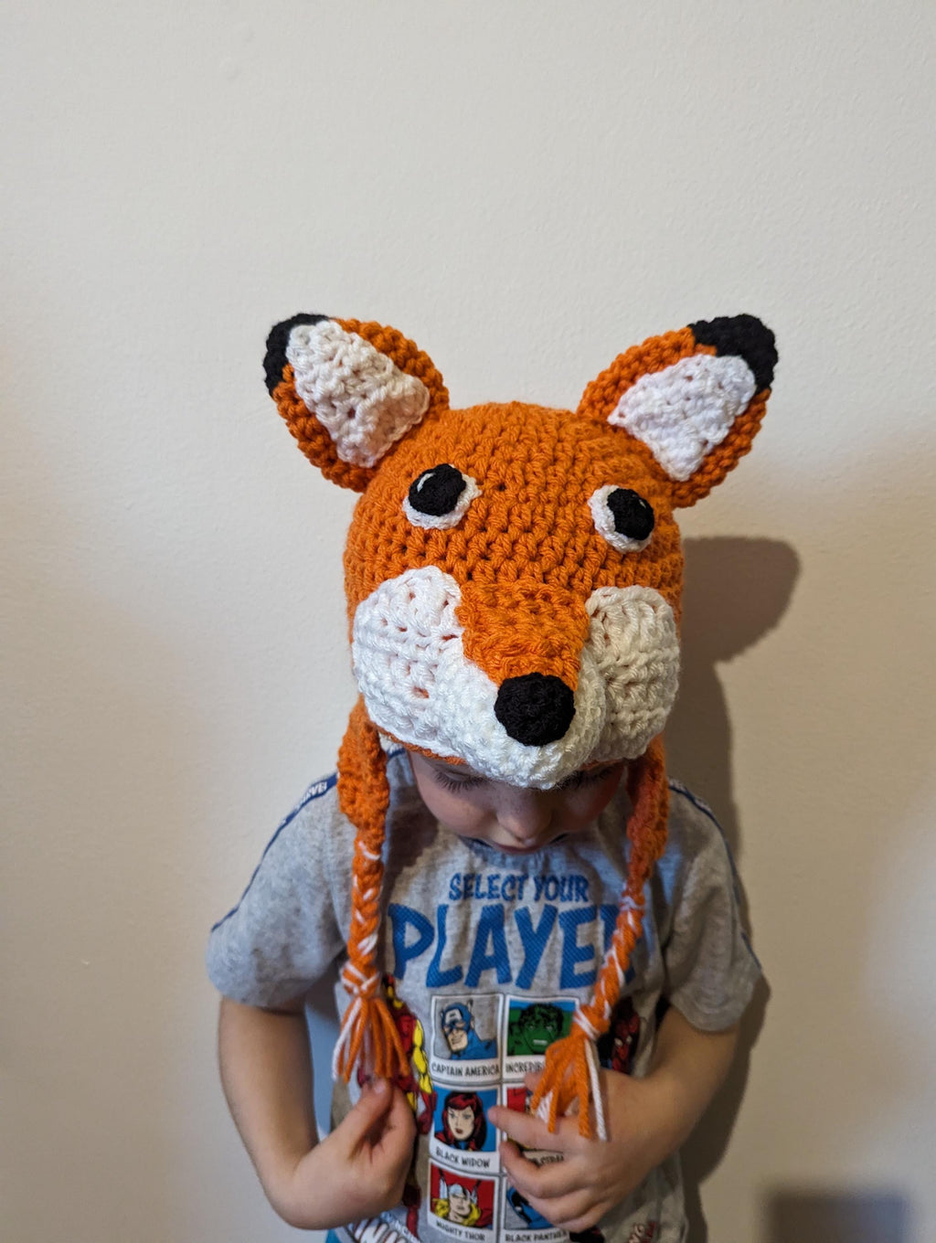 Fox hat, winter novelty crochet hat, toddler, child and adult size