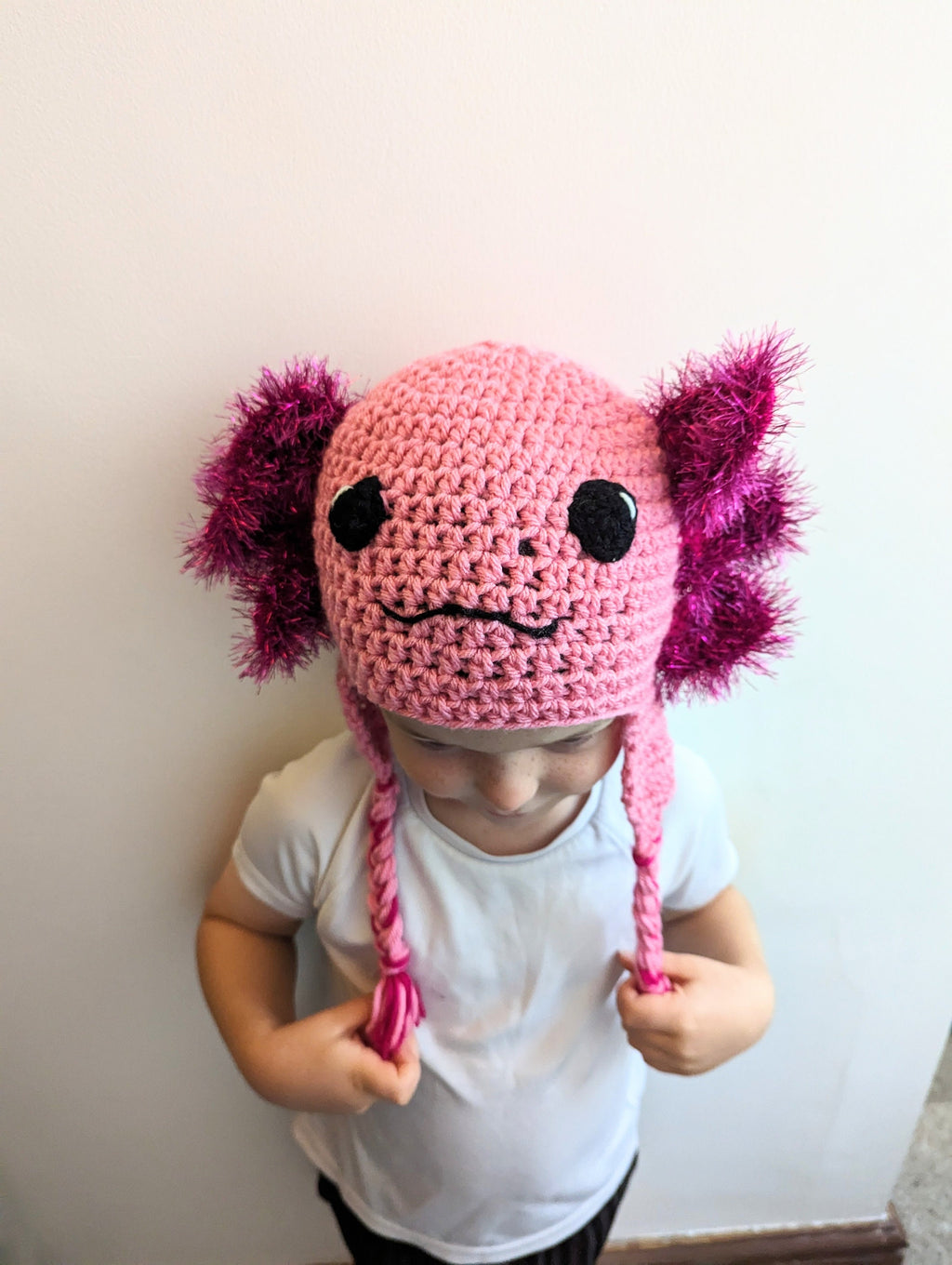Crochet Axolotl hat, winter novelty hat, newborn, child, toddler, adult sizes