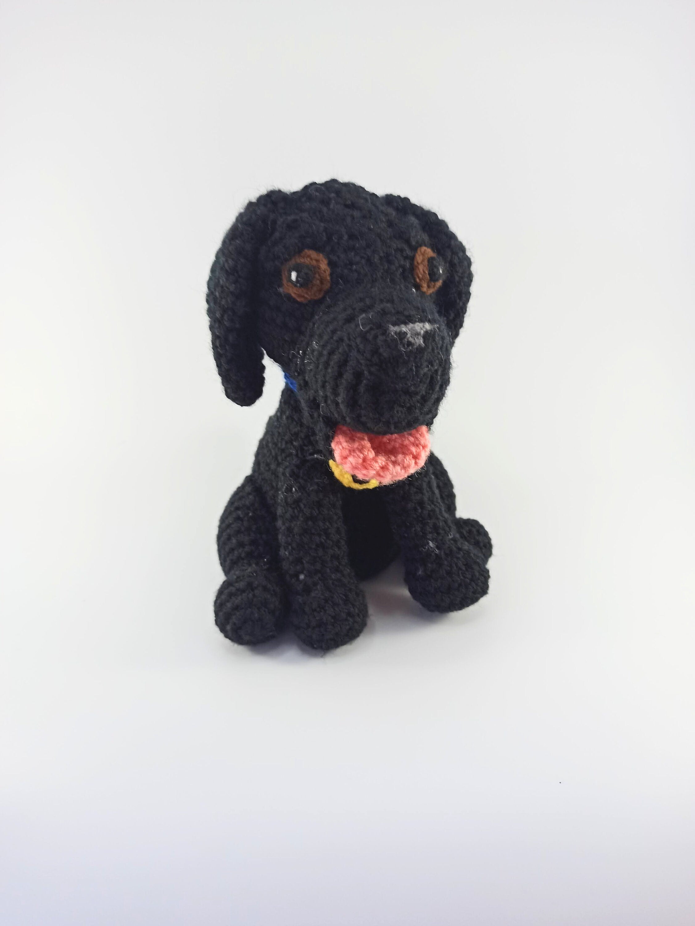 Crochet Labrador dog soft toy, plush stuffed animal, Black lab, personalised gift