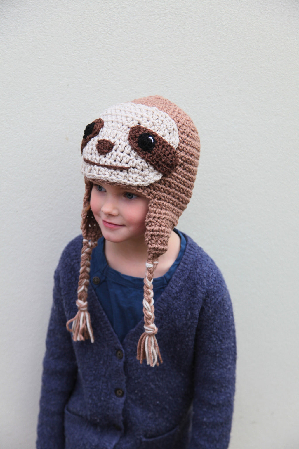 Crochet sloth winter hat, toddler, child adult sizes, novelty hat