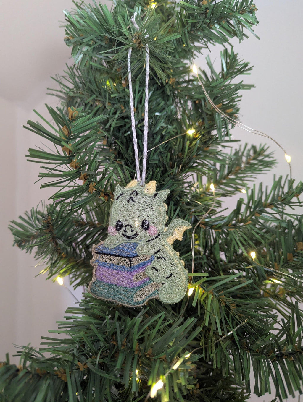 Embroidered hanging Book Dragon decorations, machine embroidery