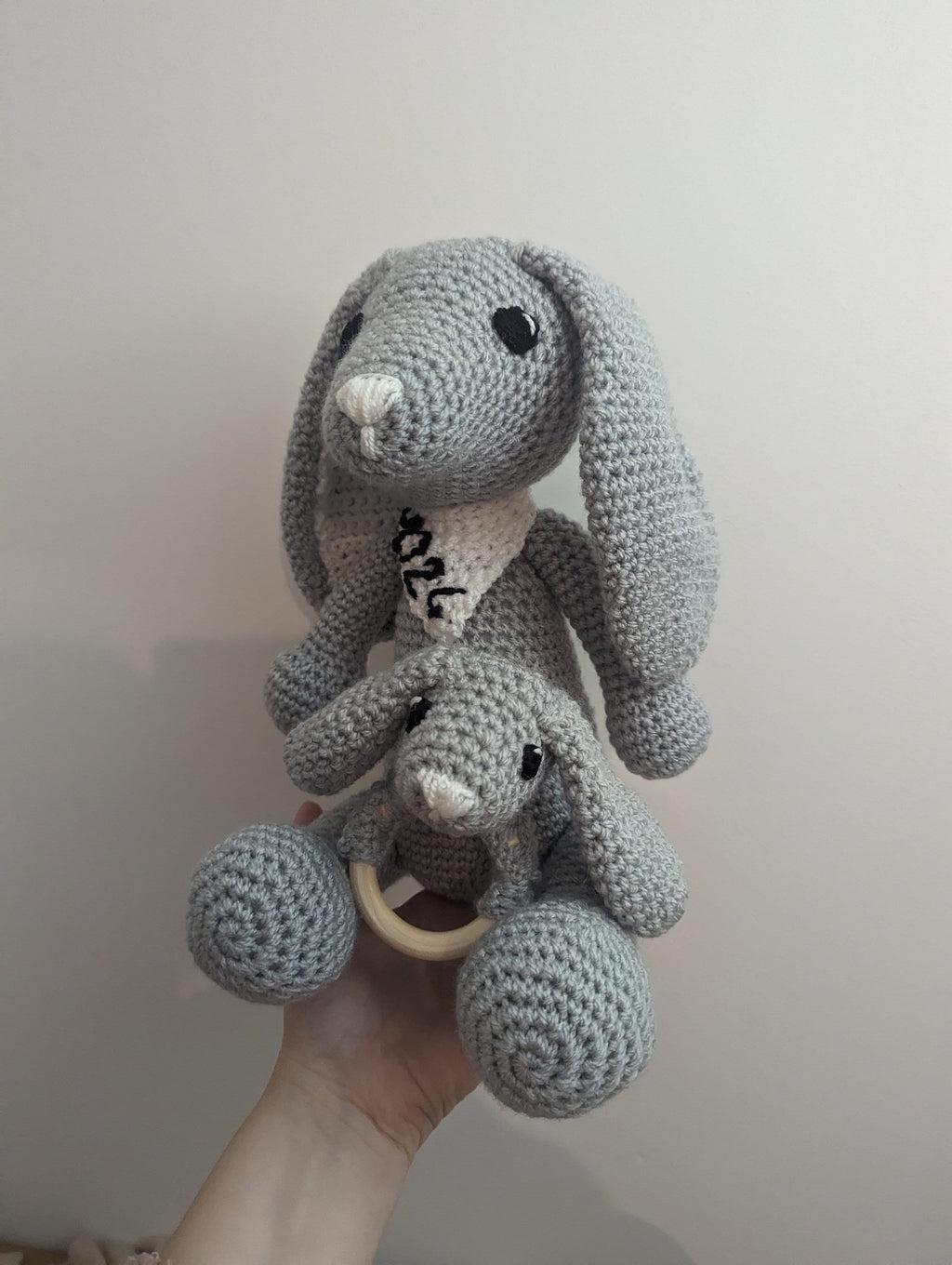 Crochet Bunny and Teether Set, Newborn Gift