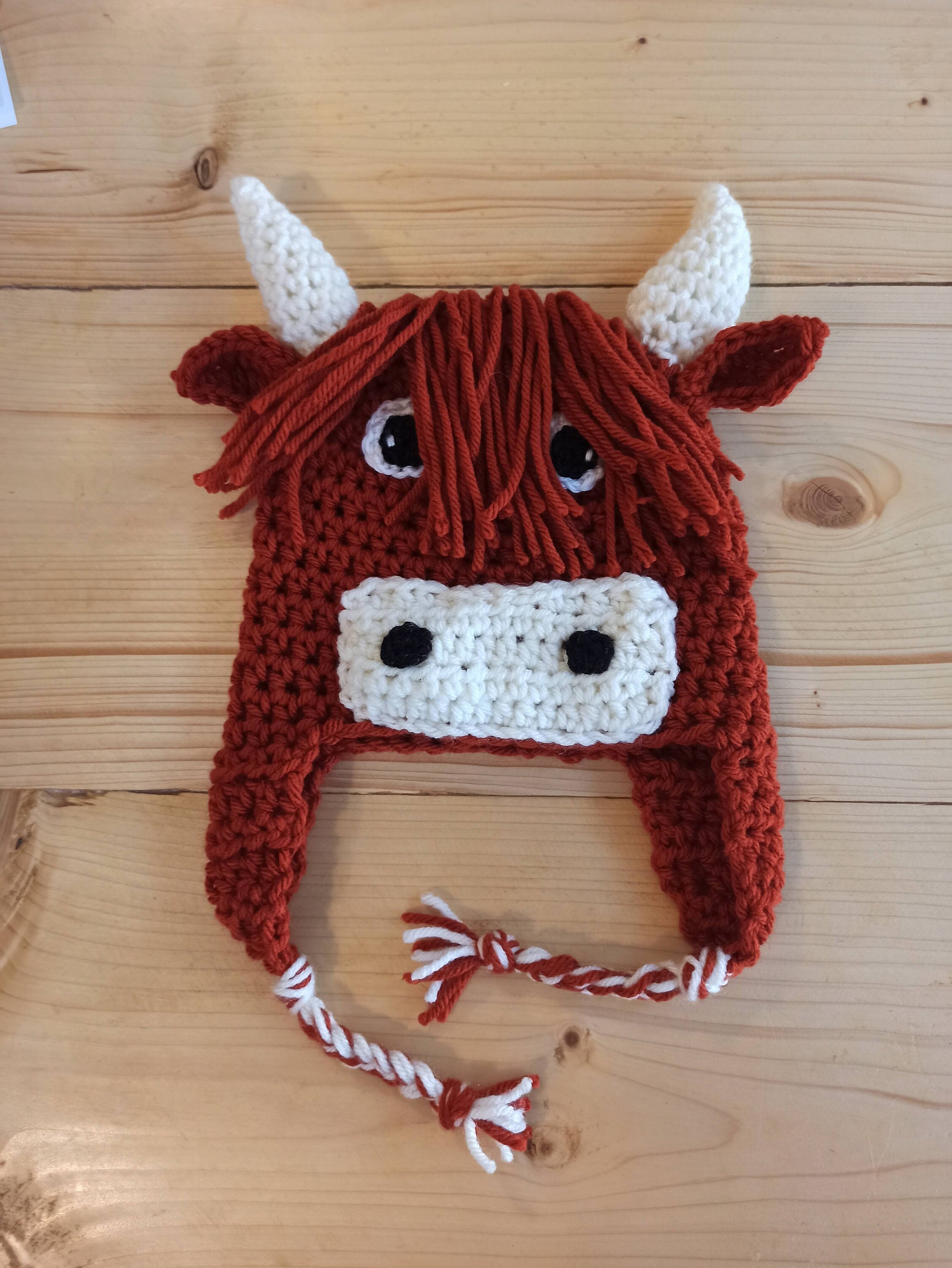 Highland cow hat, winter novelty crochet hat, toddler, child and adult size