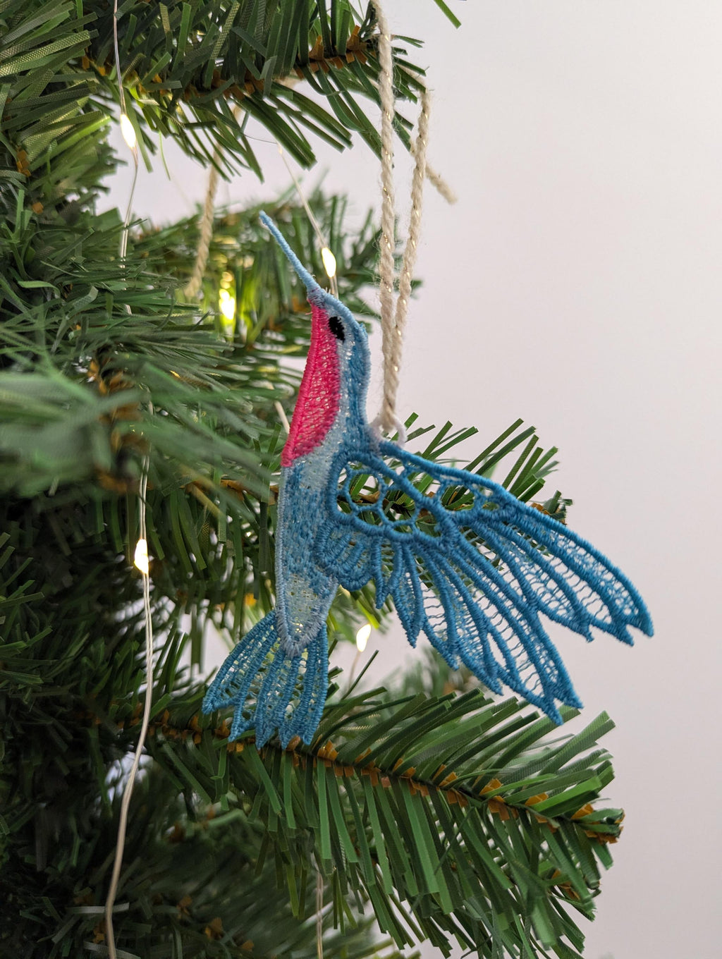 Embroidered Lace Hummingbird Hanging Ornament
