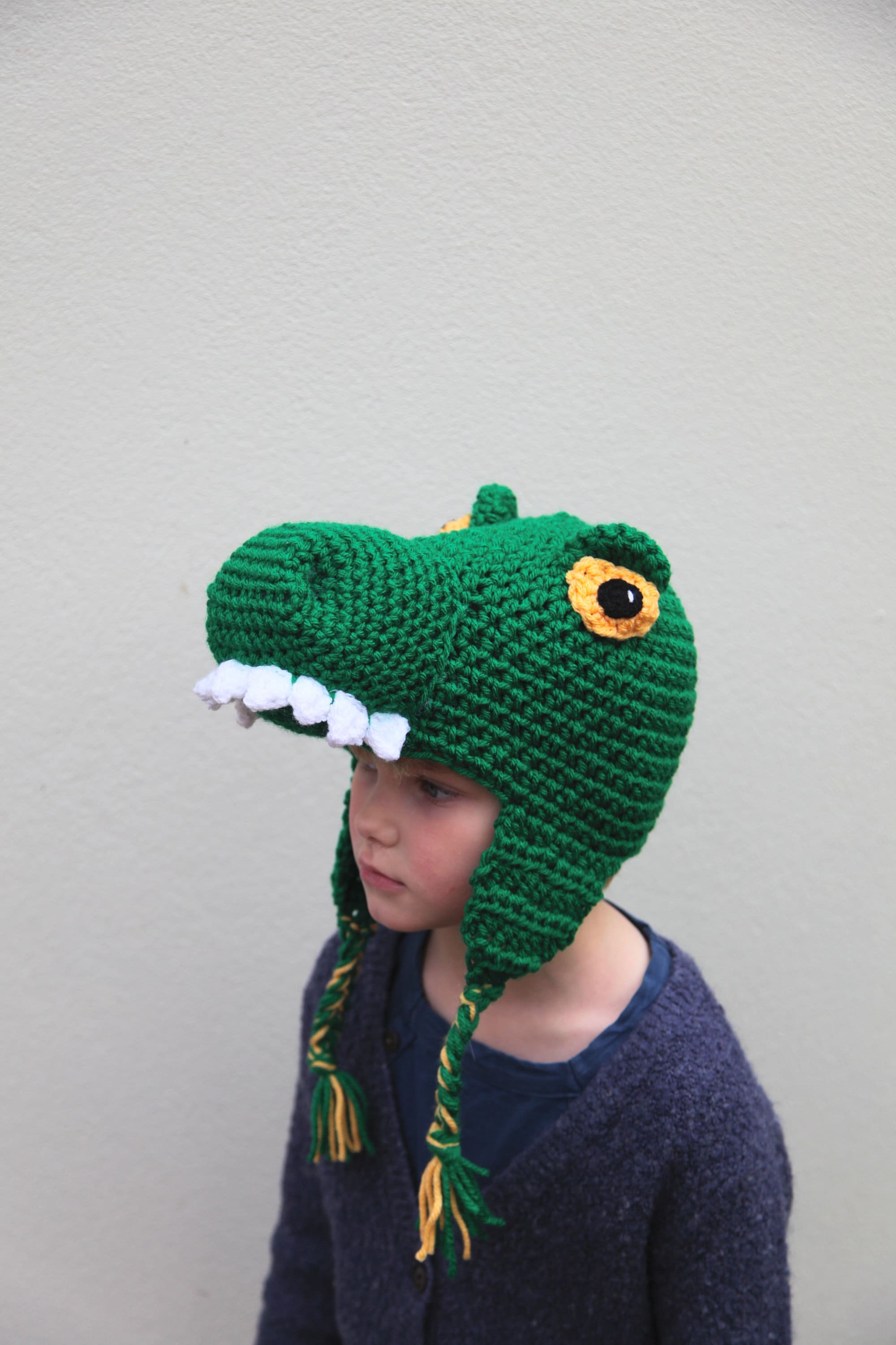 Crochet dinosaur T-Rex hat, winter novelty hat, newborn, child, toddler, adult sizes