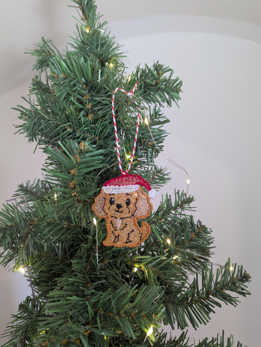 Embroidered hanging Dog Christmas decorations, machine embroidery