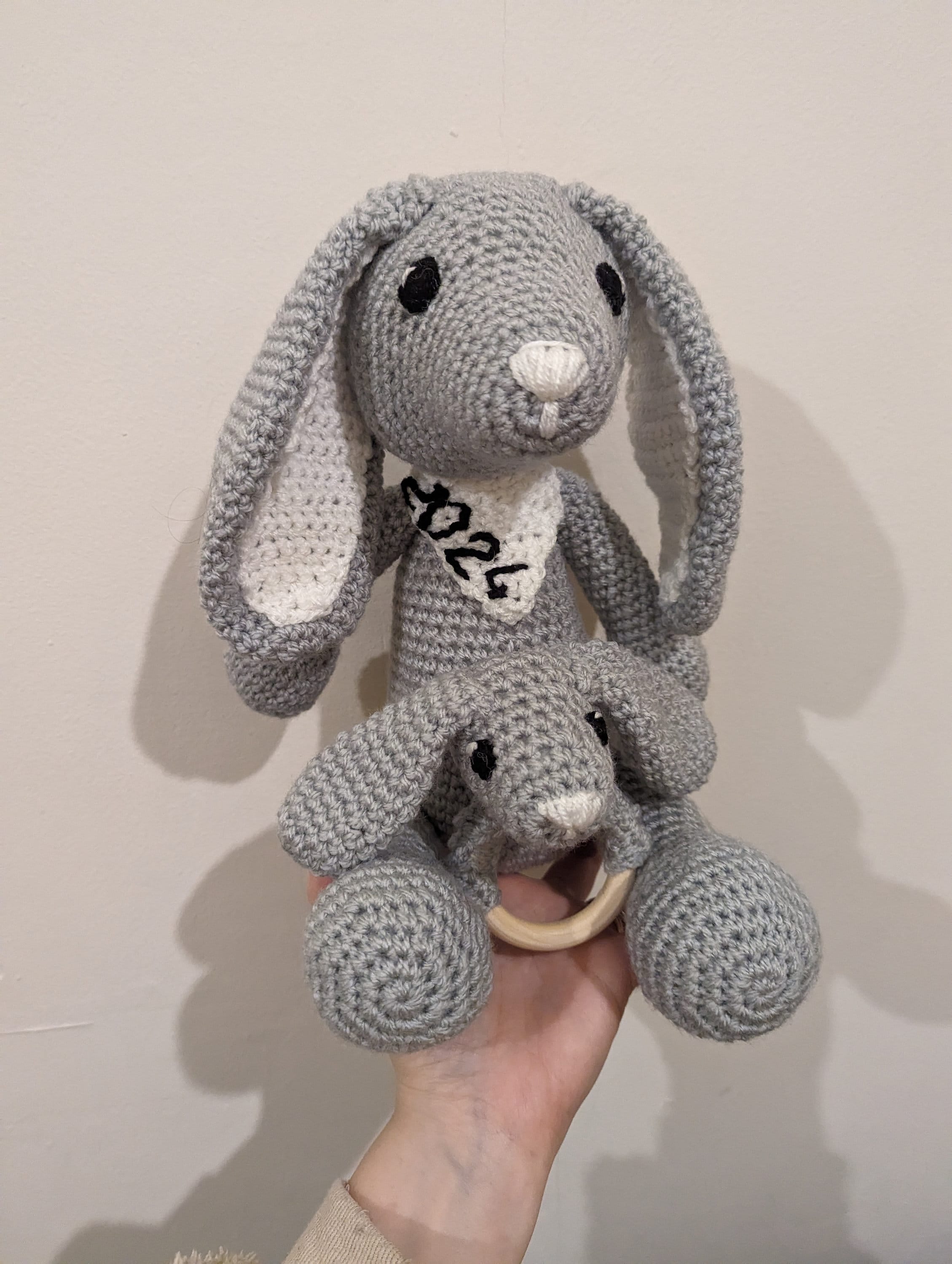 Crochet Bunny and Teether Set, Newborn Gift