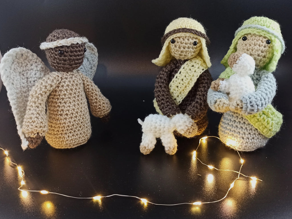 Shepherds and angel nativity set first christmas decor decorations holiday festive season