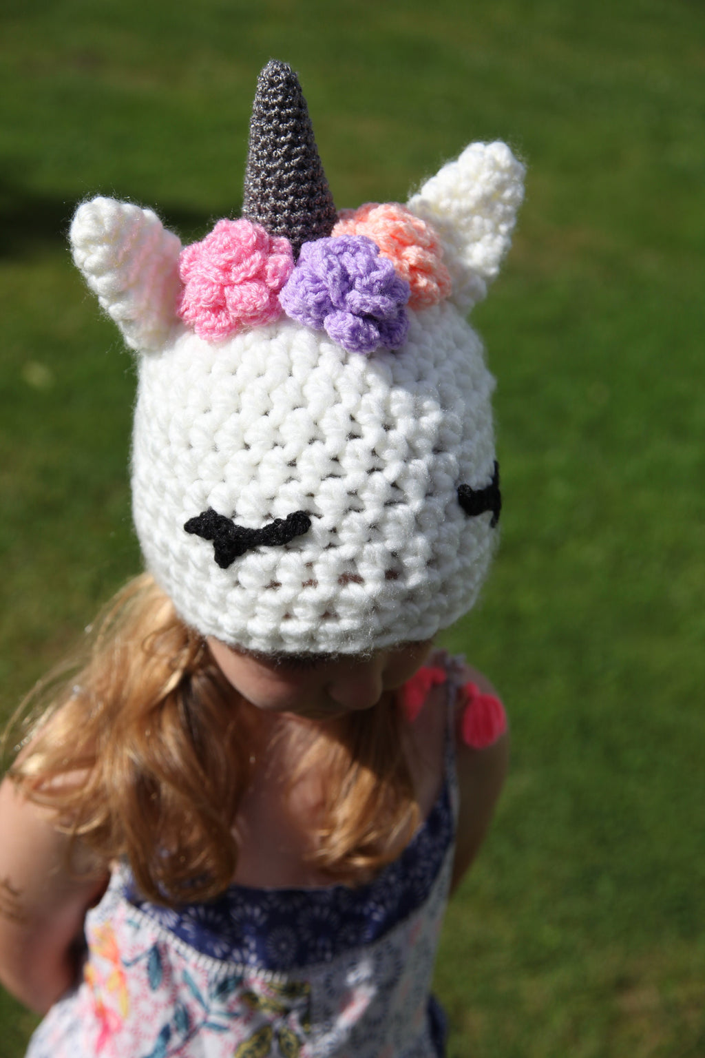 Unicorn novelty winter crochet hat, toddler, child, adult size