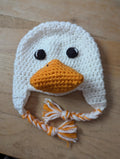 Crochet goose novelty hat, toddler, child, adult sizes, newborn photo prop duck hat