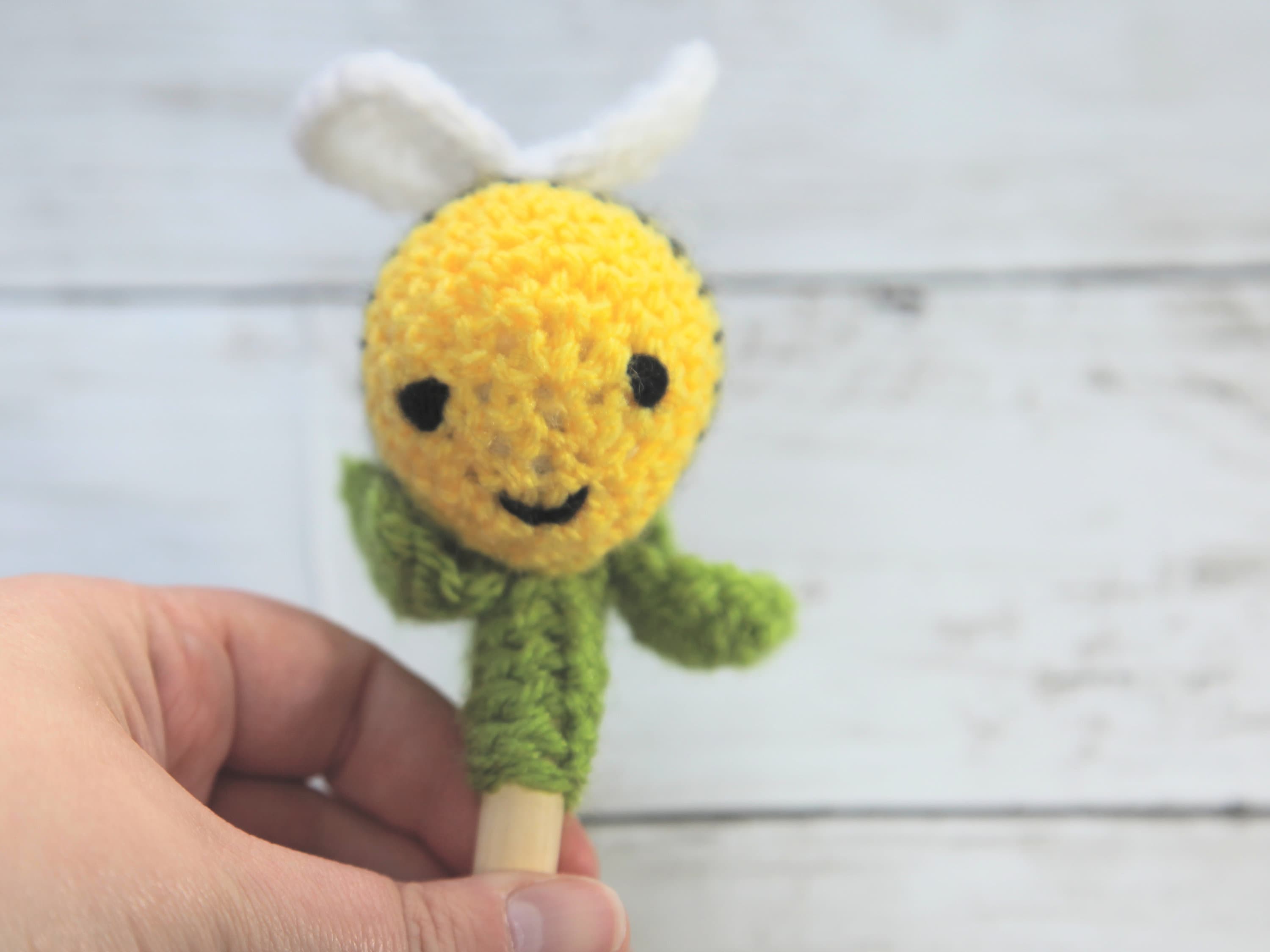Crochet Bumblebee Wooden Teething Ring, Baby Shower Gift