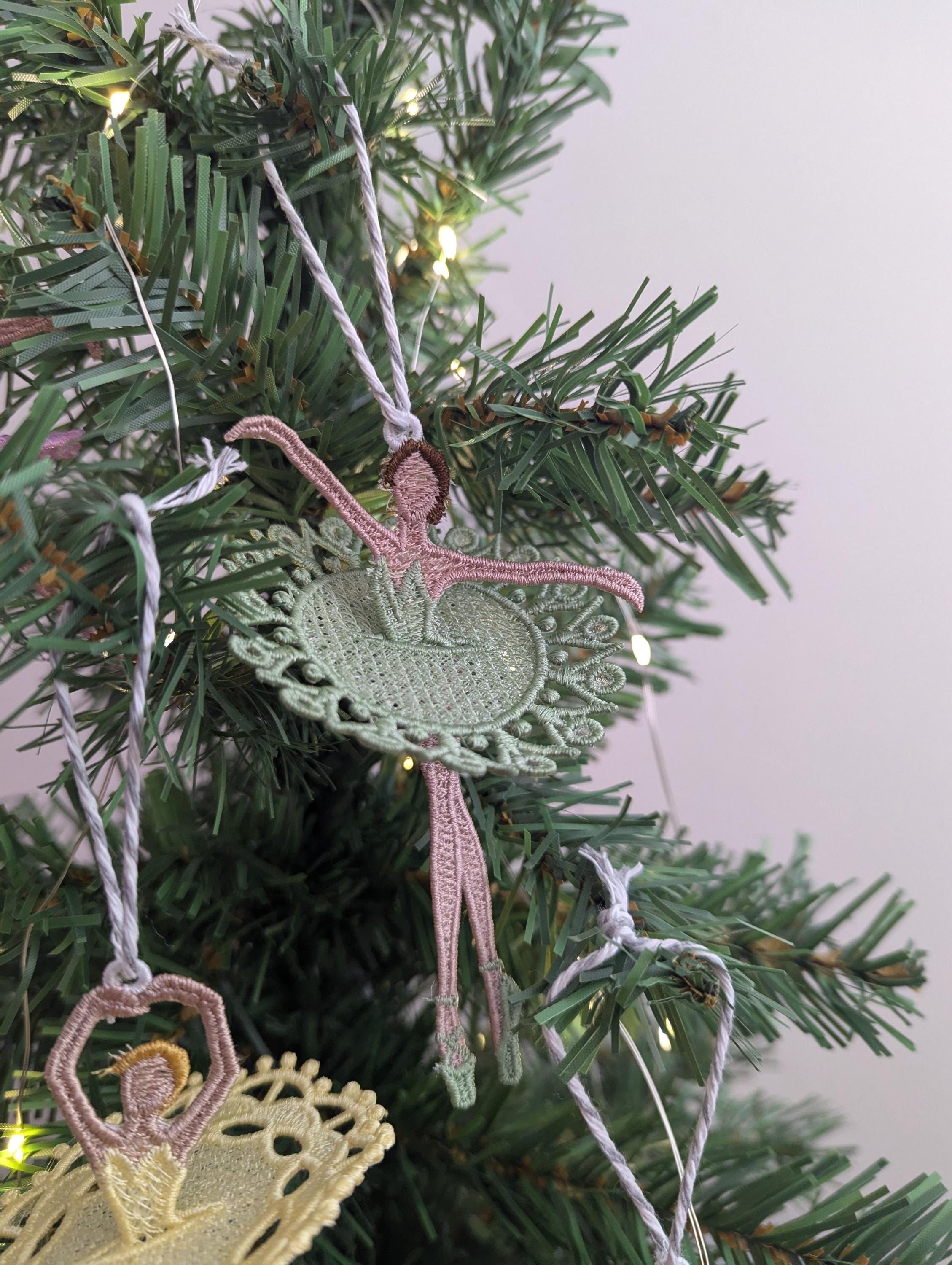 Embroidered Ballerina Ornament: Lacey Hanging Dancer Decoration