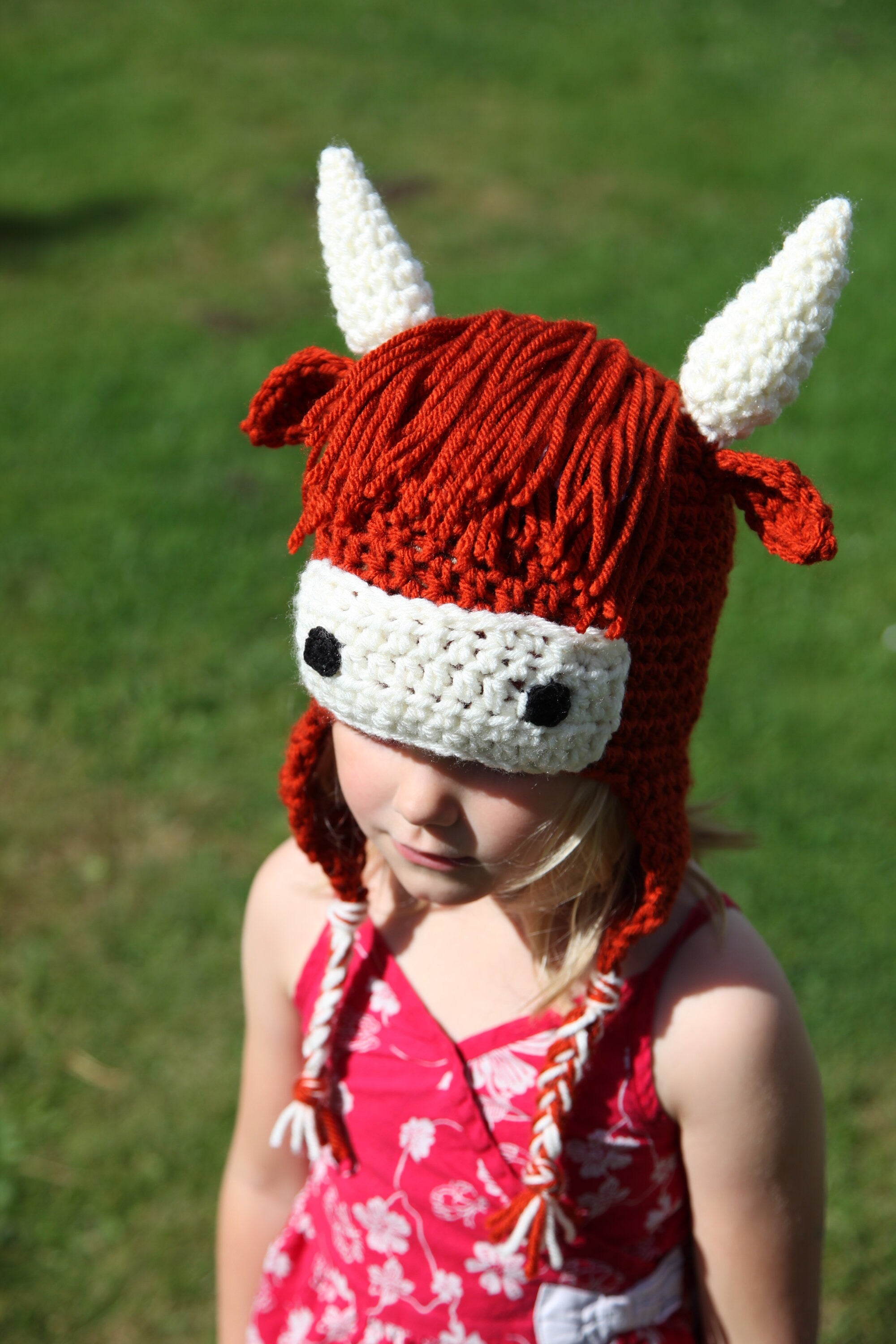 Highland cow hat, winter novelty crochet hat, toddler, child and adult size