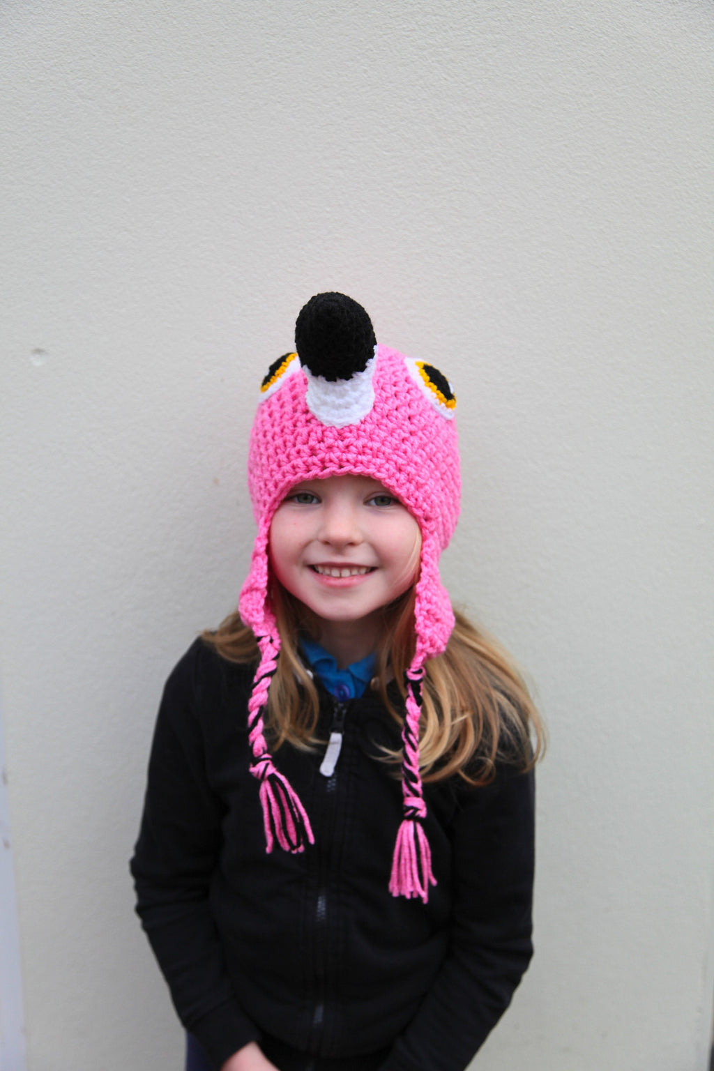 Crochet Flamingo hat, winter novelty hat, newborn, toddler, child, adult sizes