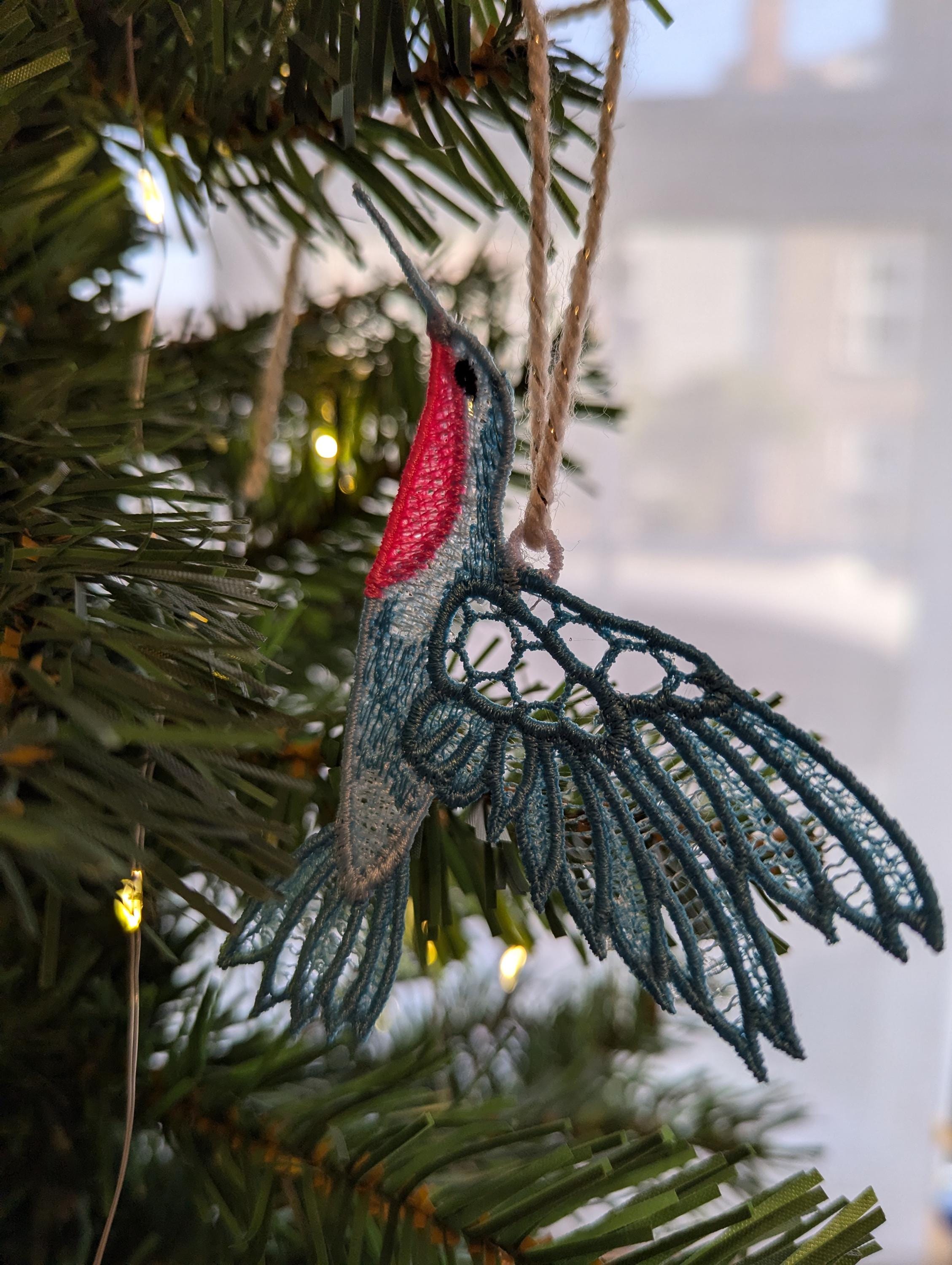 Embroidered Lace Hummingbird Hanging Ornament