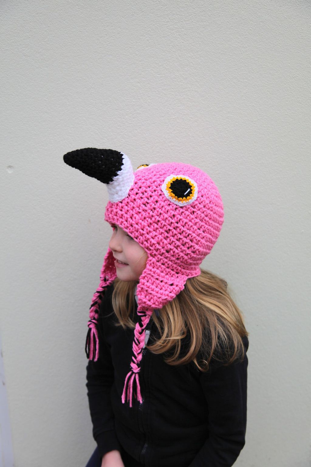 Crochet Flamingo hat, winter novelty hat, newborn, toddler, child, adult sizes