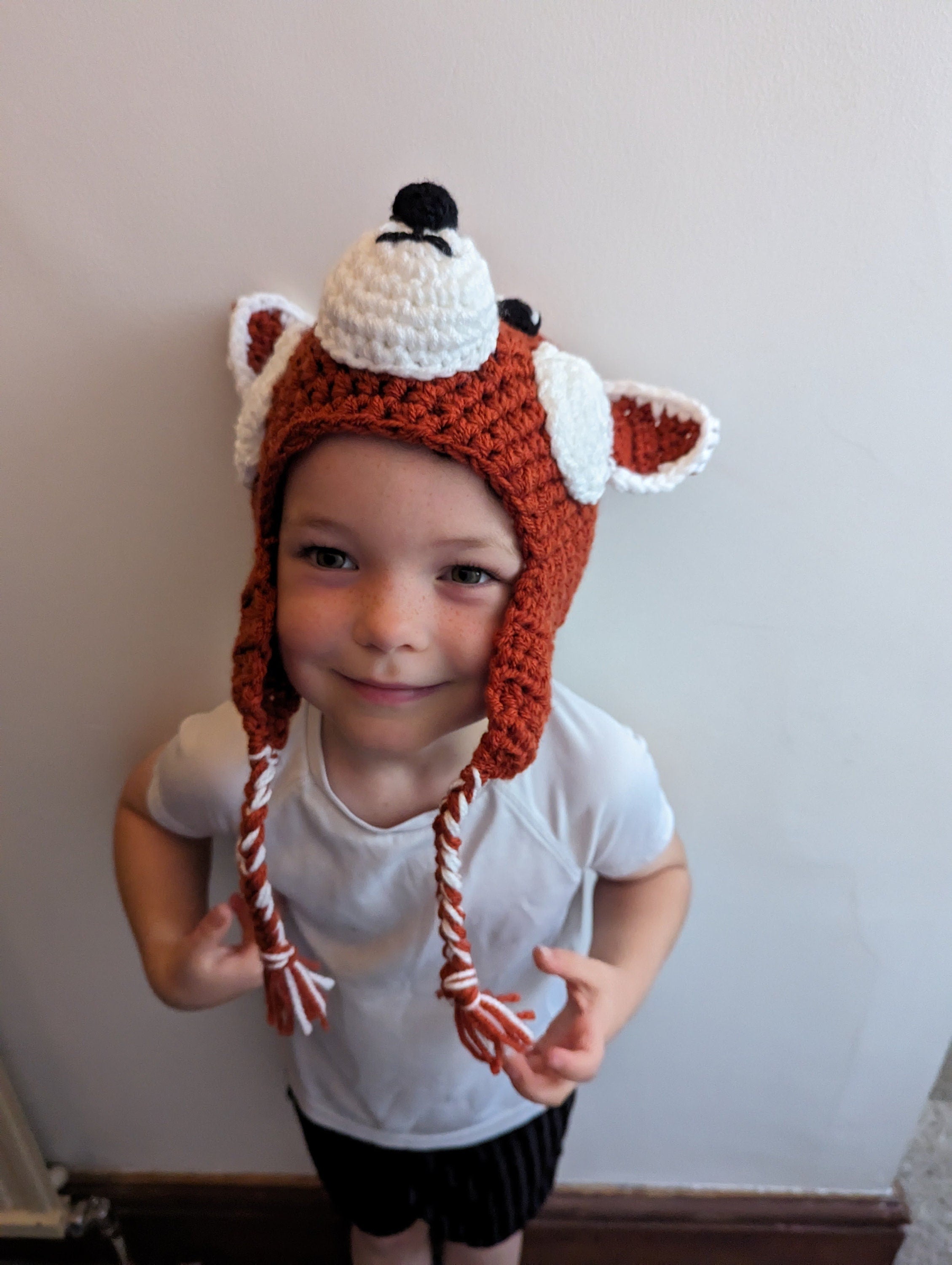 Crochet red panda hat, winter novelty hat, newborn, child, toddler, adult sizes