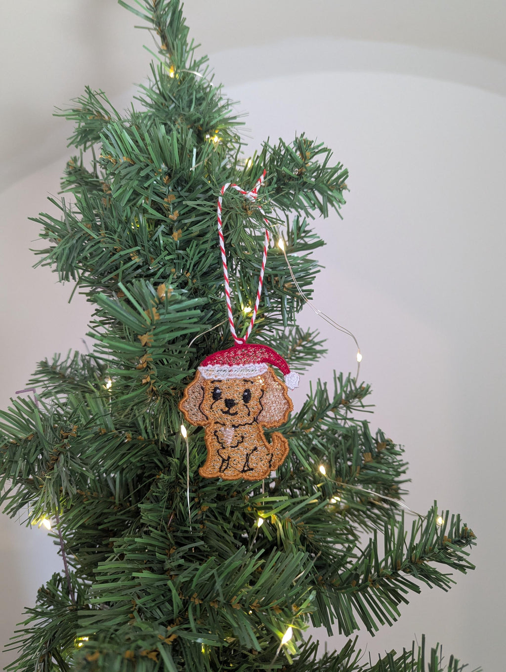 Embroidered hanging Dog Christmas decorations, machine embroidery