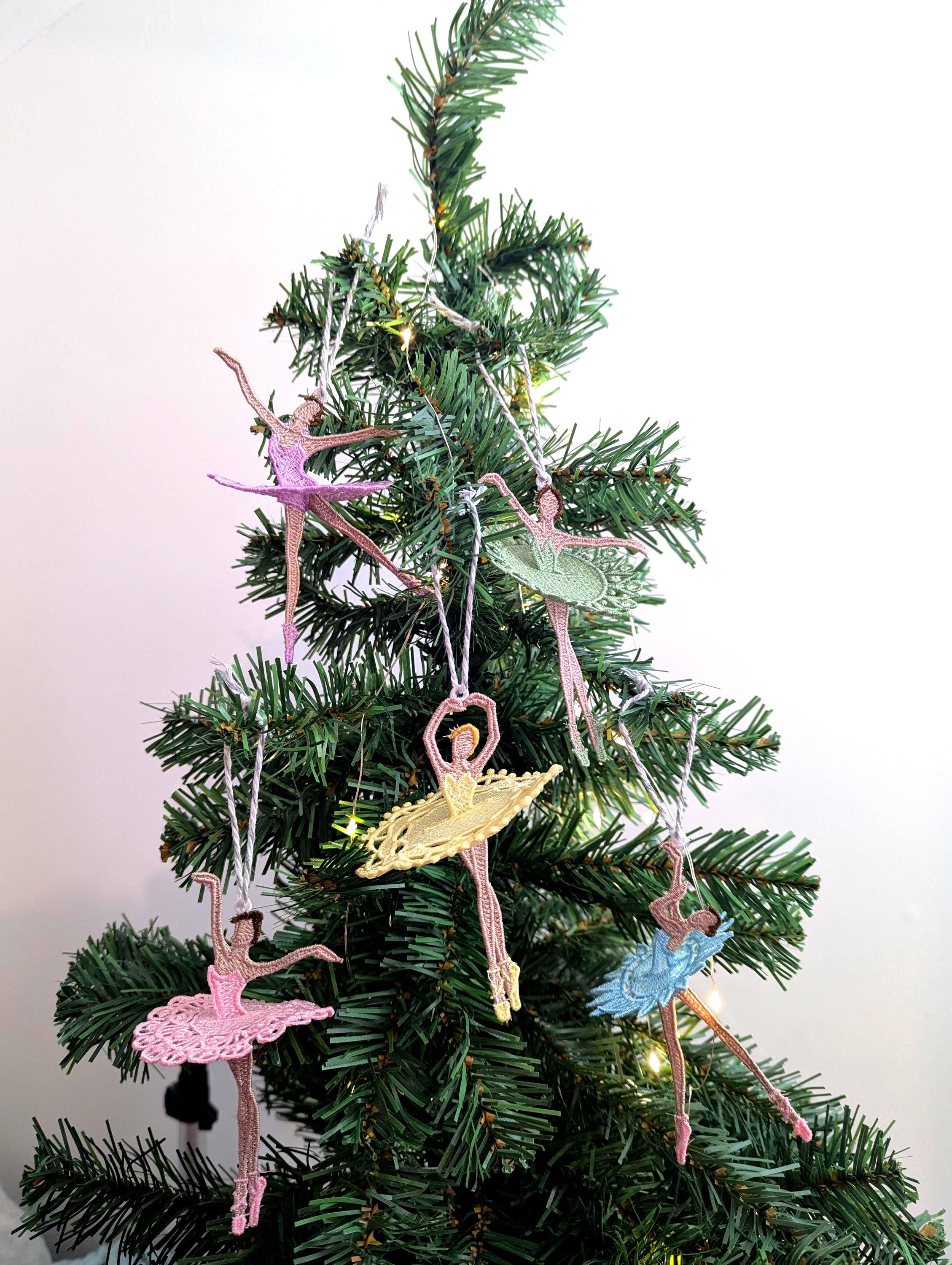 Embroidered Ballerina Ornament: Lacey Hanging Dancer Decoration