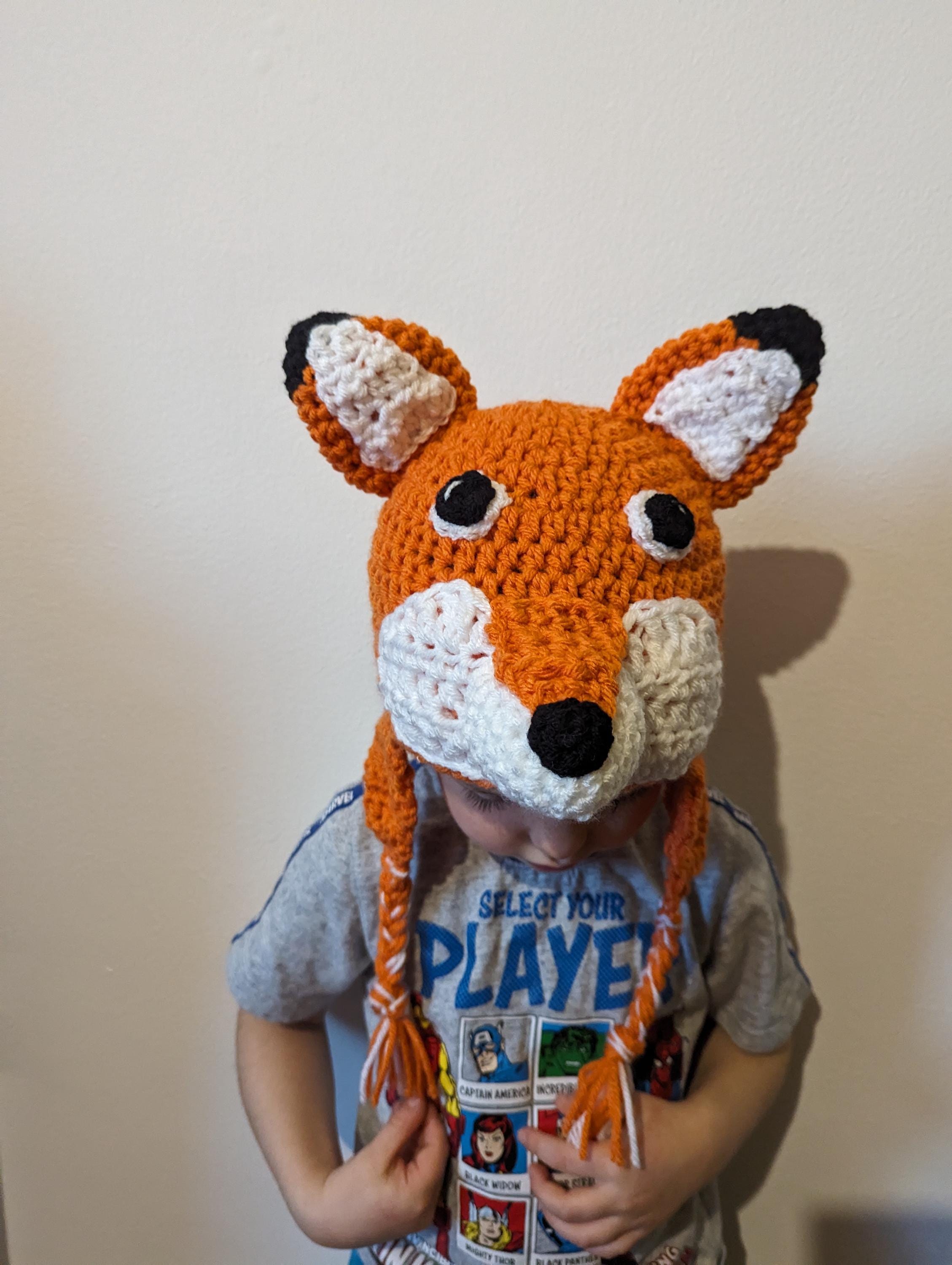 Fox hat, winter novelty crochet hat, toddler, child and adult size