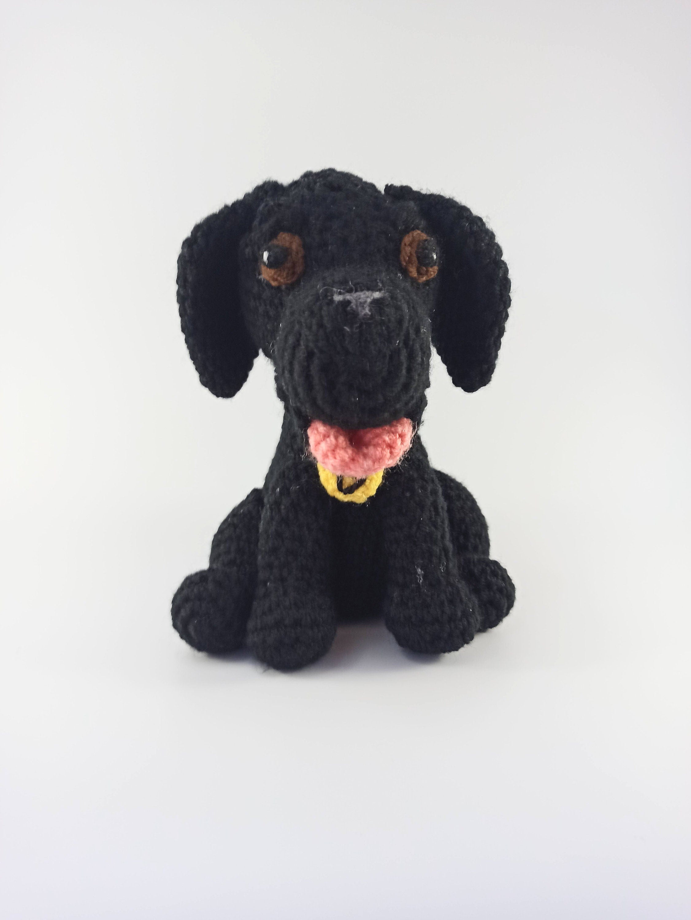 Crochet Labrador dog soft toy, plush stuffed animal, Black lab, personalised gift
