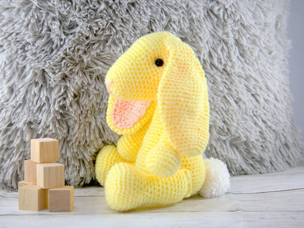 Crochet Rabbit Plush: Yellow Bunny Stuffed Animal, Nursery Decor