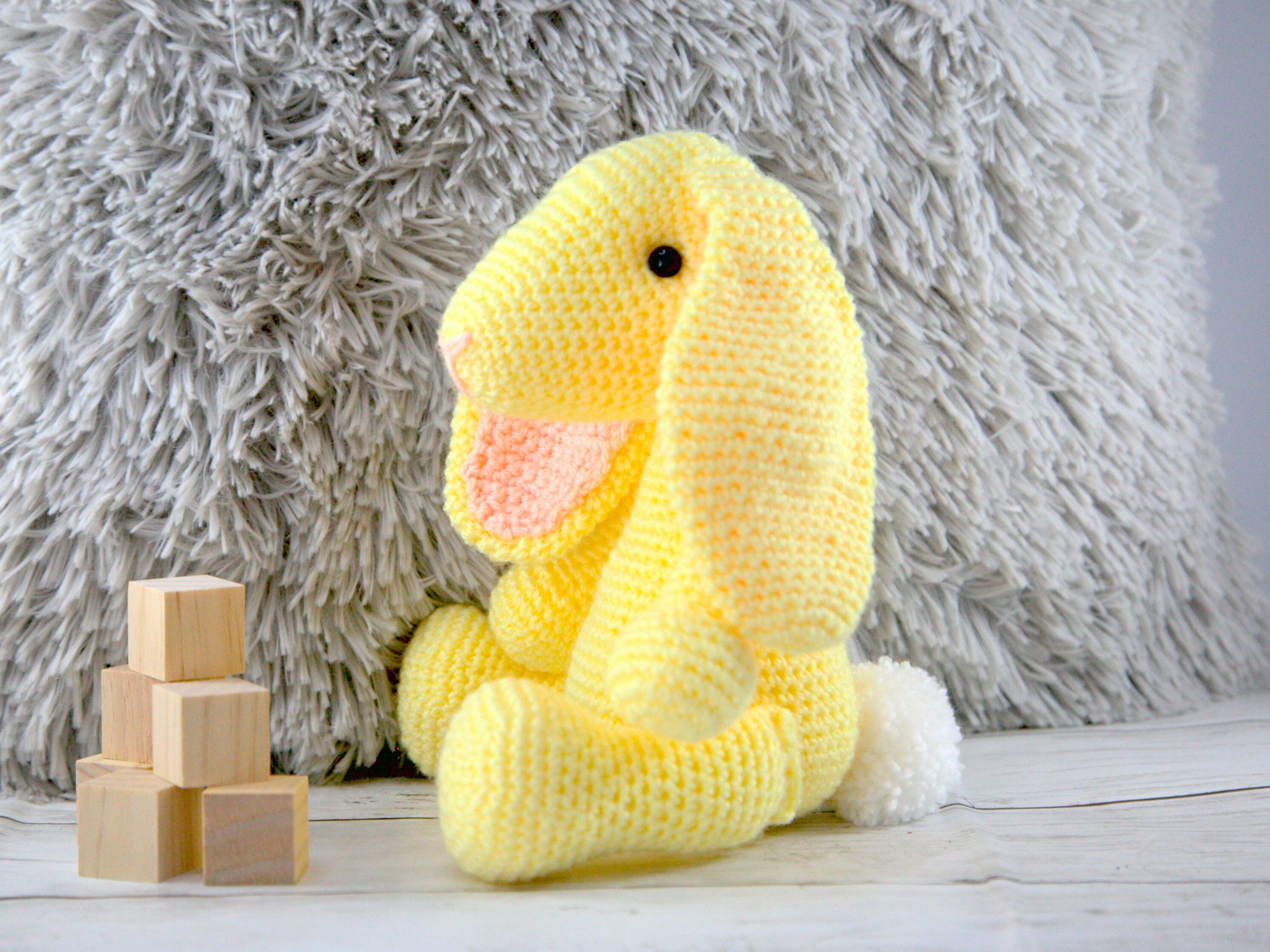 Crochet Rabbit Plush: Yellow Bunny Stuffed Animal, Nursery Decor