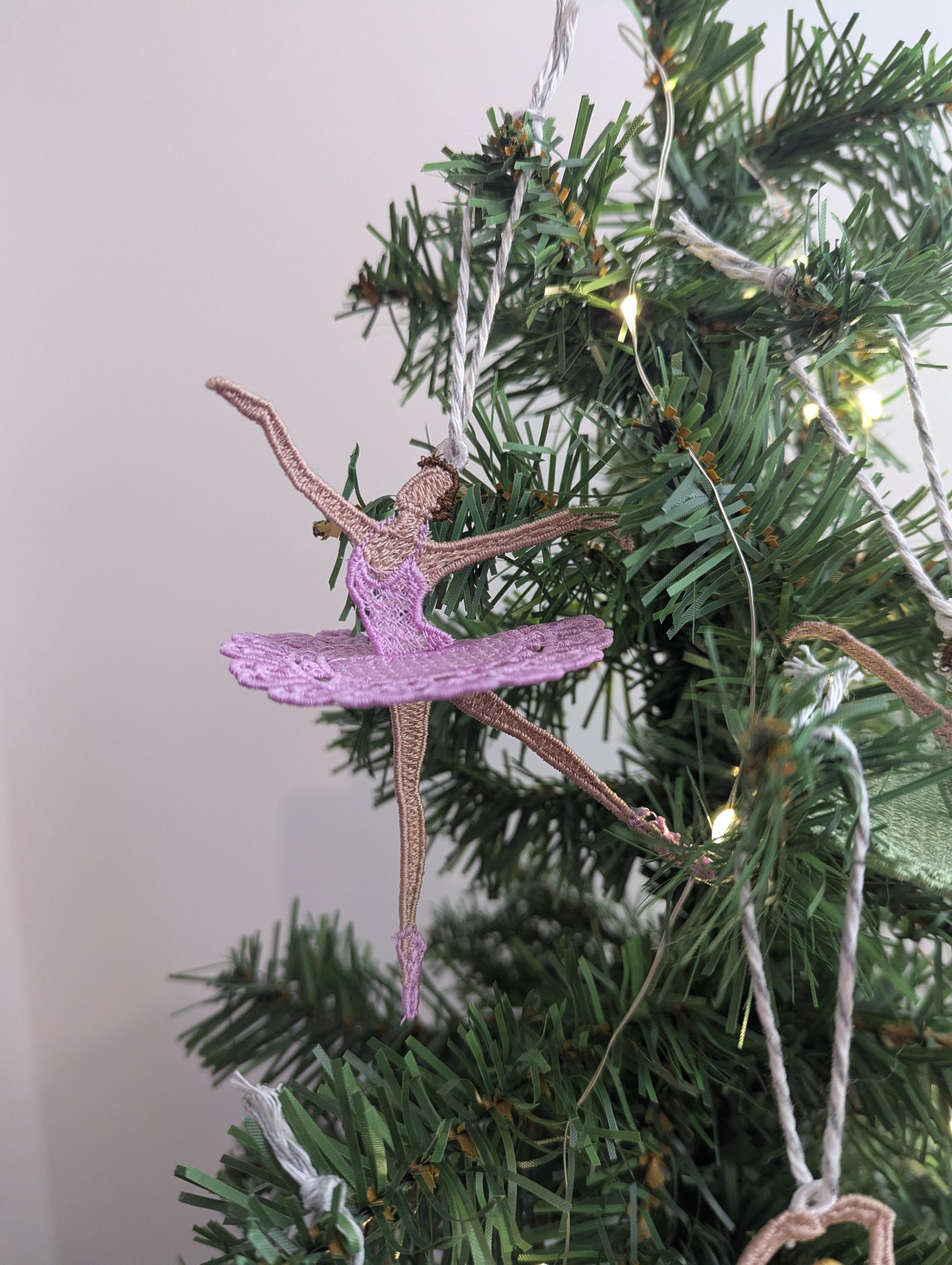 Embroidered Ballerina Ornament: Lacey Hanging Dancer Decoration