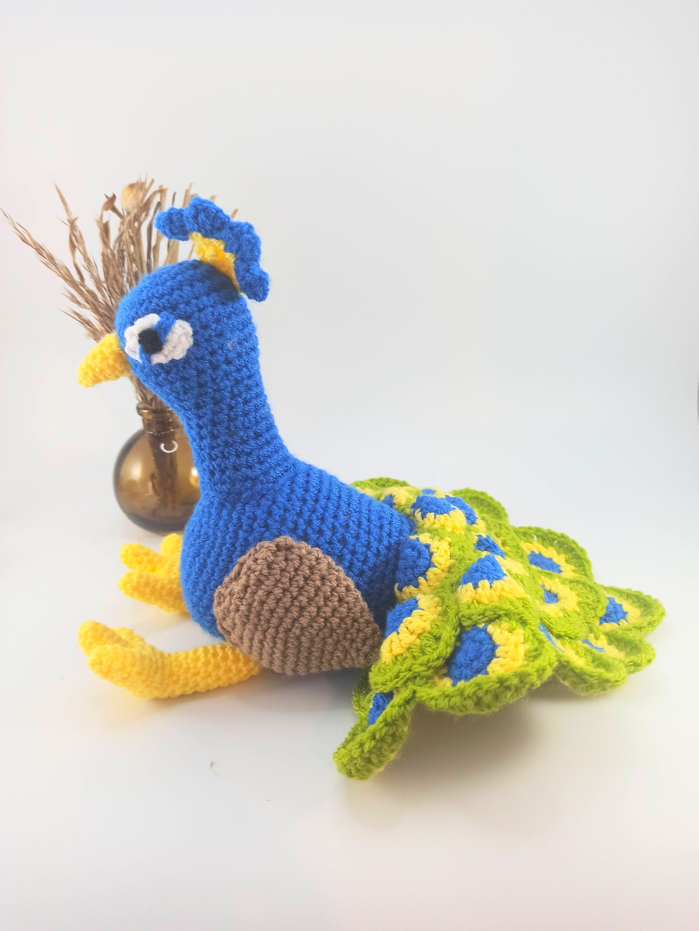 Crochet Peacock Plush Toy: Cuddly Stuffed Animal, Nursery Decor