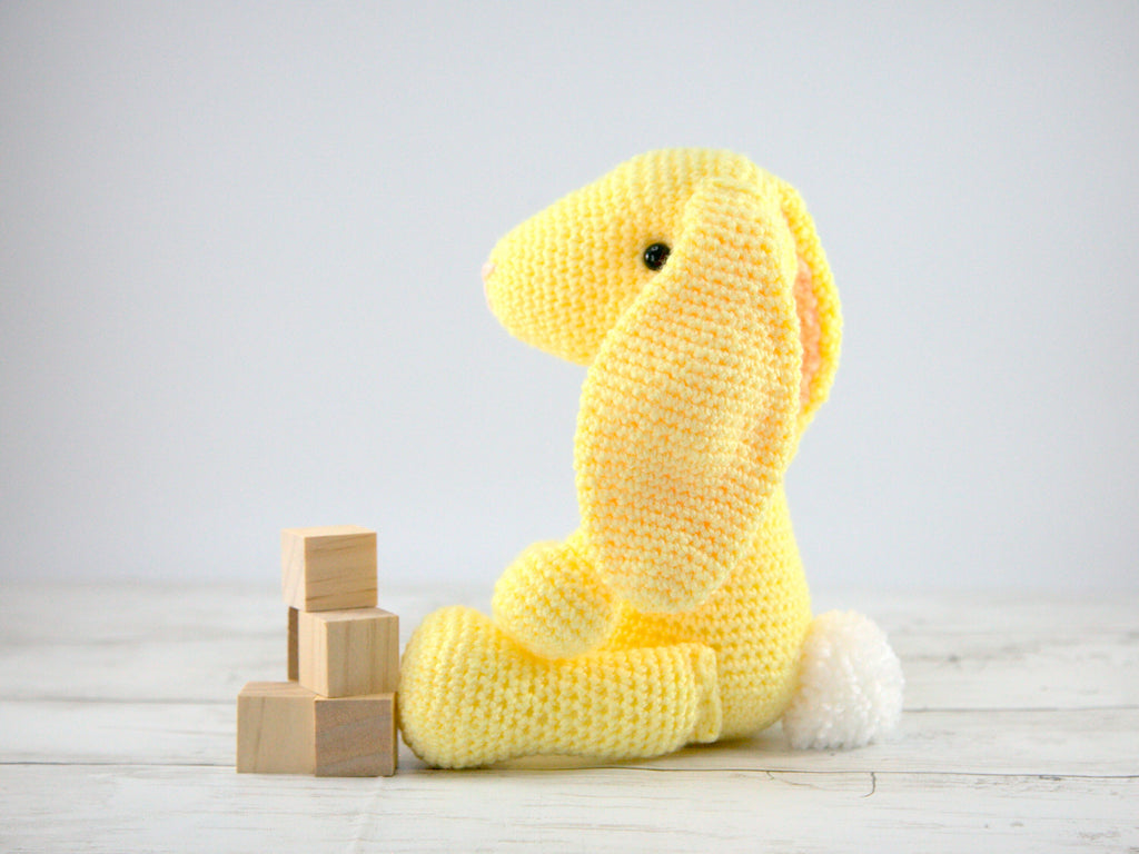 Crochet Rabbit Plush: Yellow Bunny Stuffed Animal, Nursery Decor