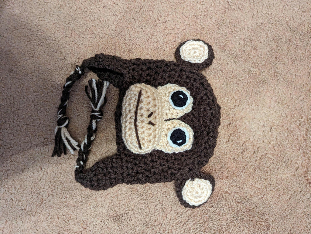Crochet Monkey Hat: Novelty Winter Hat, Toddler to Adult