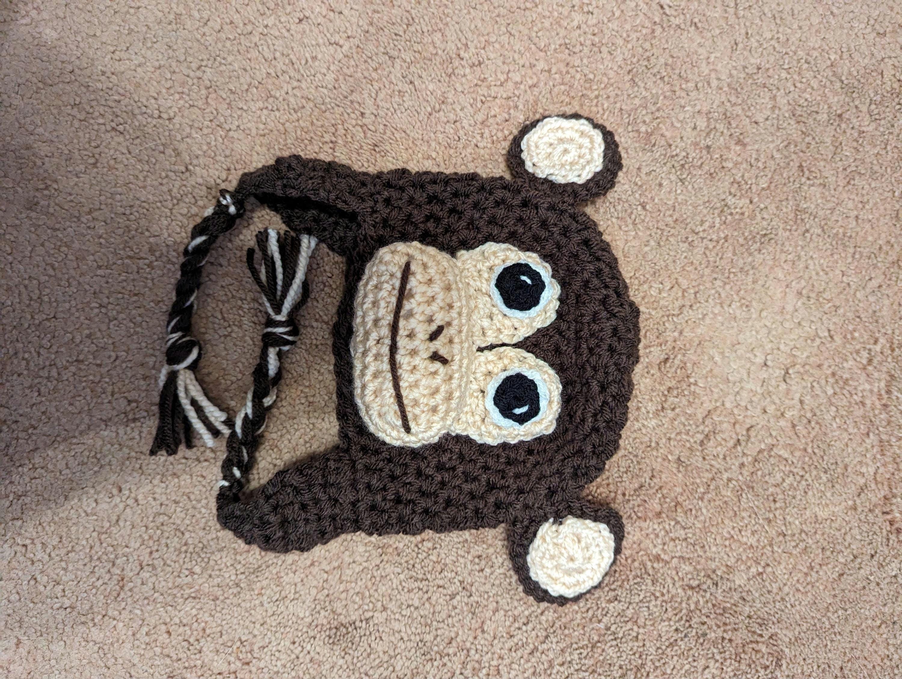 Crochet Monkey Hat: Novelty Winter Hat, Toddler to Adult